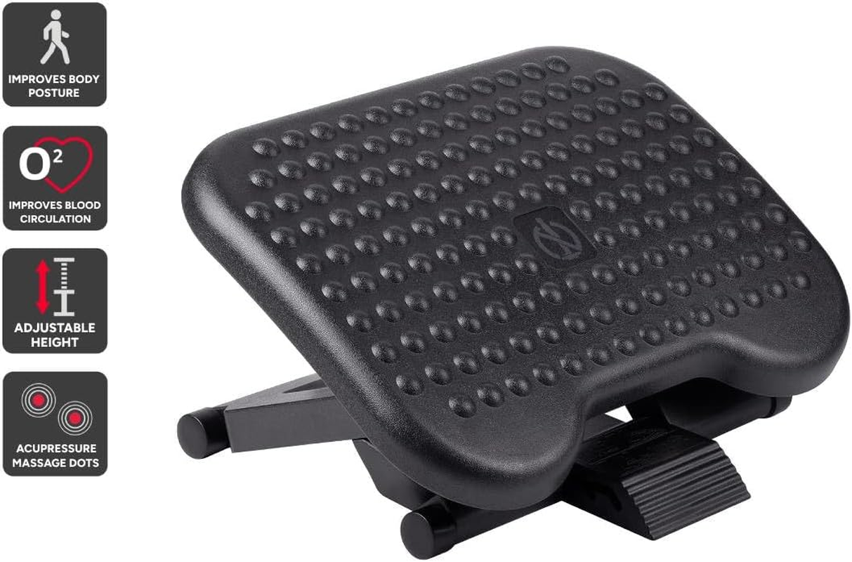 Ergolux Adjustable under Desk Foot Rest (Black) - ELFTRSTR02A