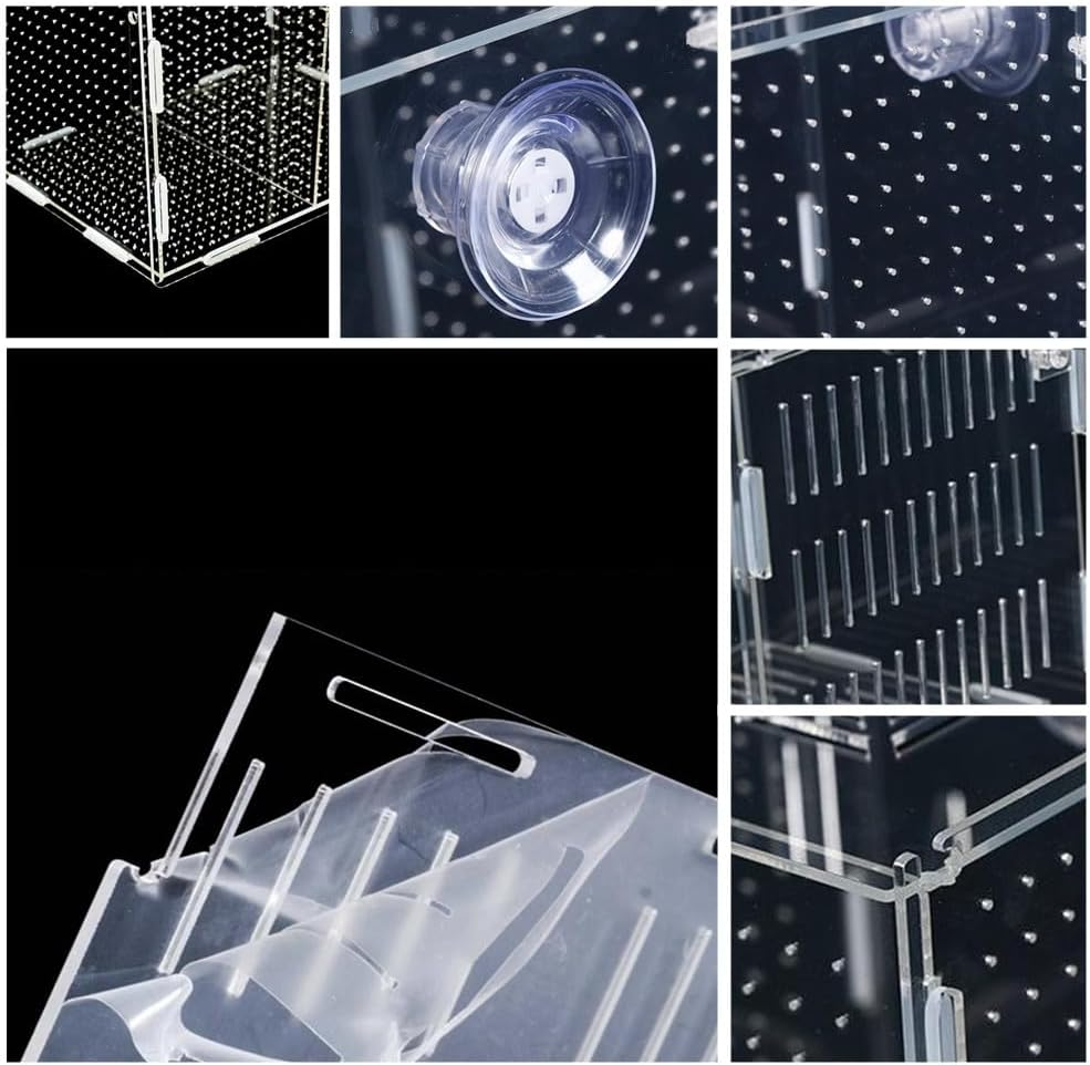 Fish Breeding Box, Wanfoou 2 Pcs Acrylic Fish Breeding Box, Transparent Acrylic Aquarium Isolation Box with Suction Cup, Hang-On Baby Fish Shrimp Hatchery for Aquarium Fish Tank image number 1