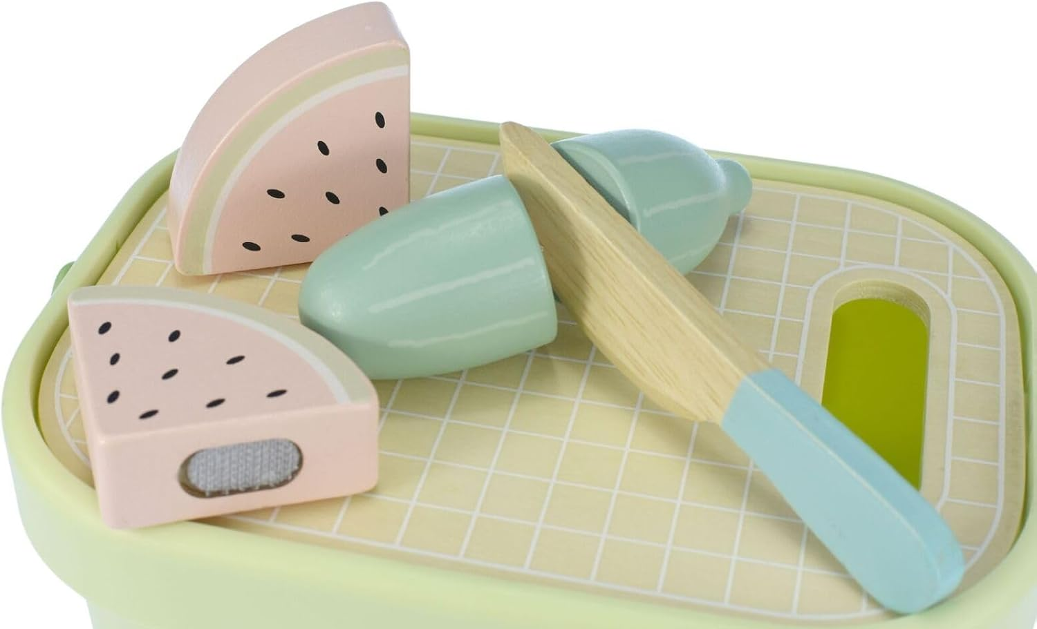 Tooky Toy TJ537N My Forest Friends Cutting Food Set: Wooden Pretend Play Cutting Set with Food and Knife for Ages 3+ image number 2