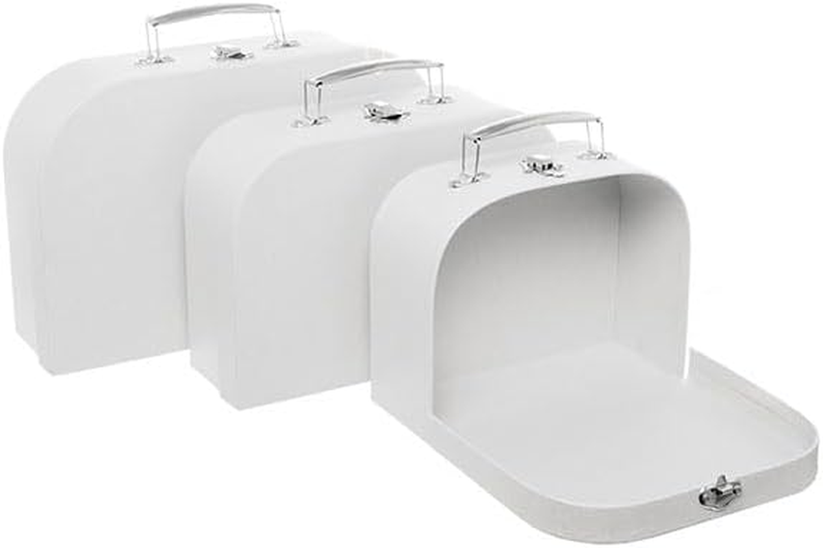 Minnie Me&reg; Medium White Suitcase Gift Box Silver Handle, Toy Storage, Hamper Gifts Wrapping DIY Gifts, Kids Treasure Box Baby Keepsake 25X17.5X8.8Cm image number 4