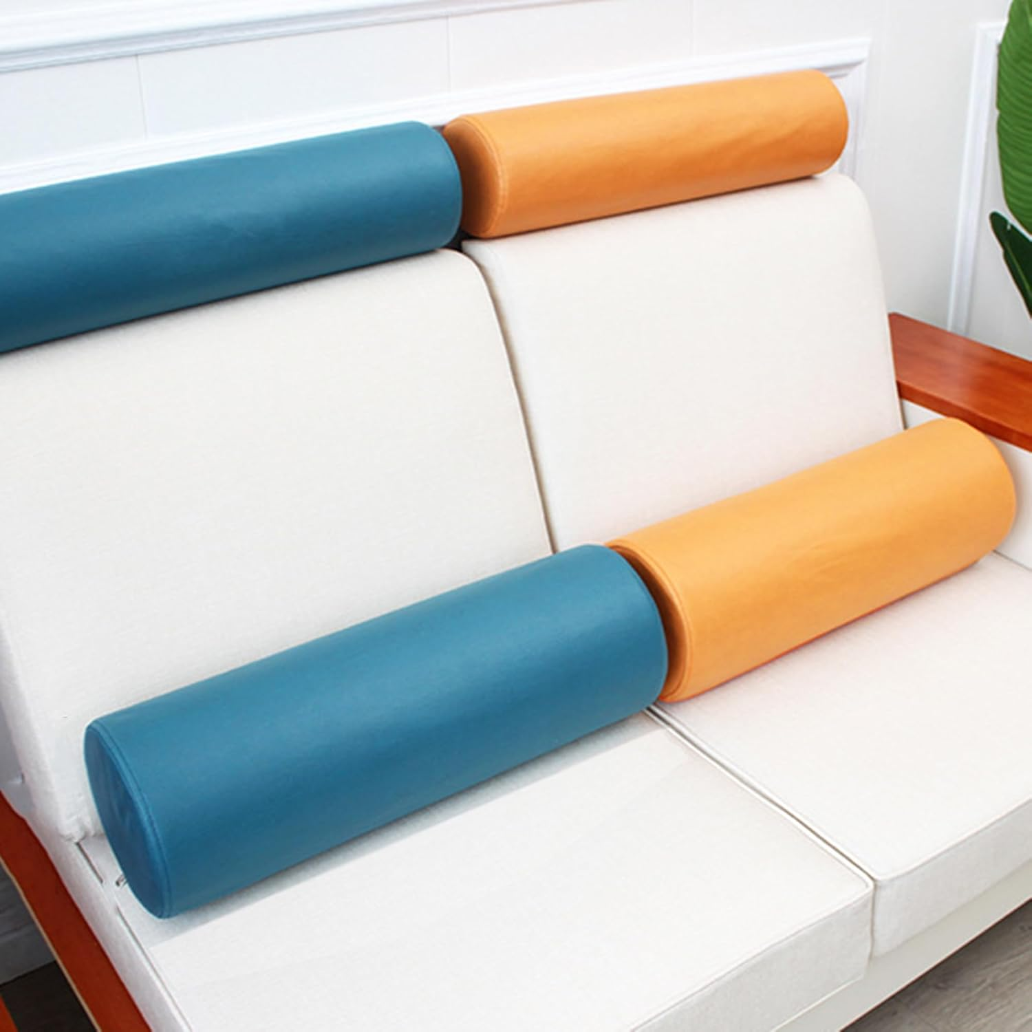 DUOLEH round Head Neck Bolster Pillow, round Roll Cylinder Pillow Back Support Cushions, Waterproof Lumbar Pillow for Sofa/Bed/Car, Headboard Pillow Bed Pillow (40X12Cm,Dark Grey) image number 5