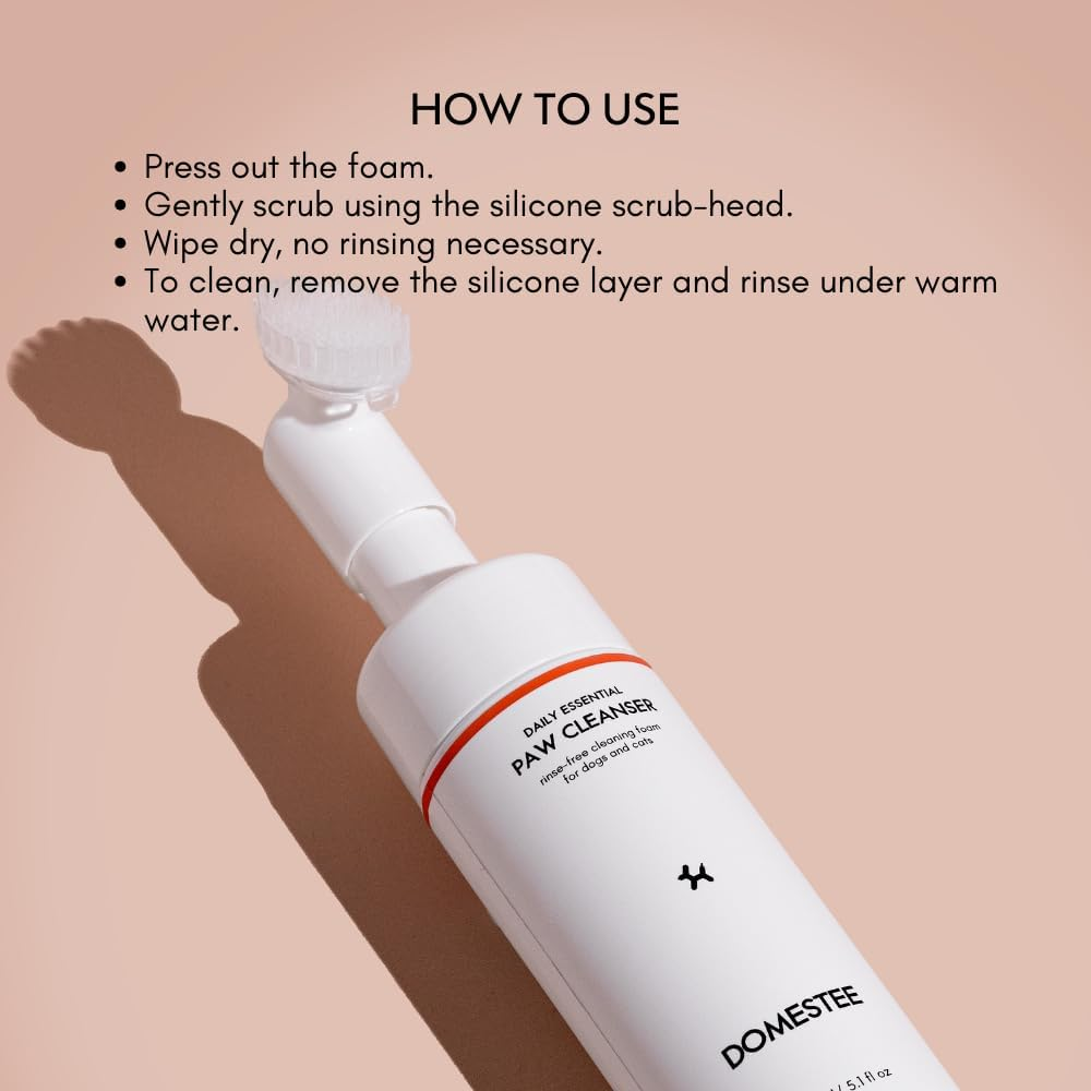 DOMESTEE Dog Paw Cleaner | Gentle & Ph-Balanced | Dog Paw Wash for All Breeds | Nourishing Formula with Aloe Vera | Portable & Easy-To-Use | Paw Cleaning Foam with Silicone Brush - 5.1 Fl Oz image number 6