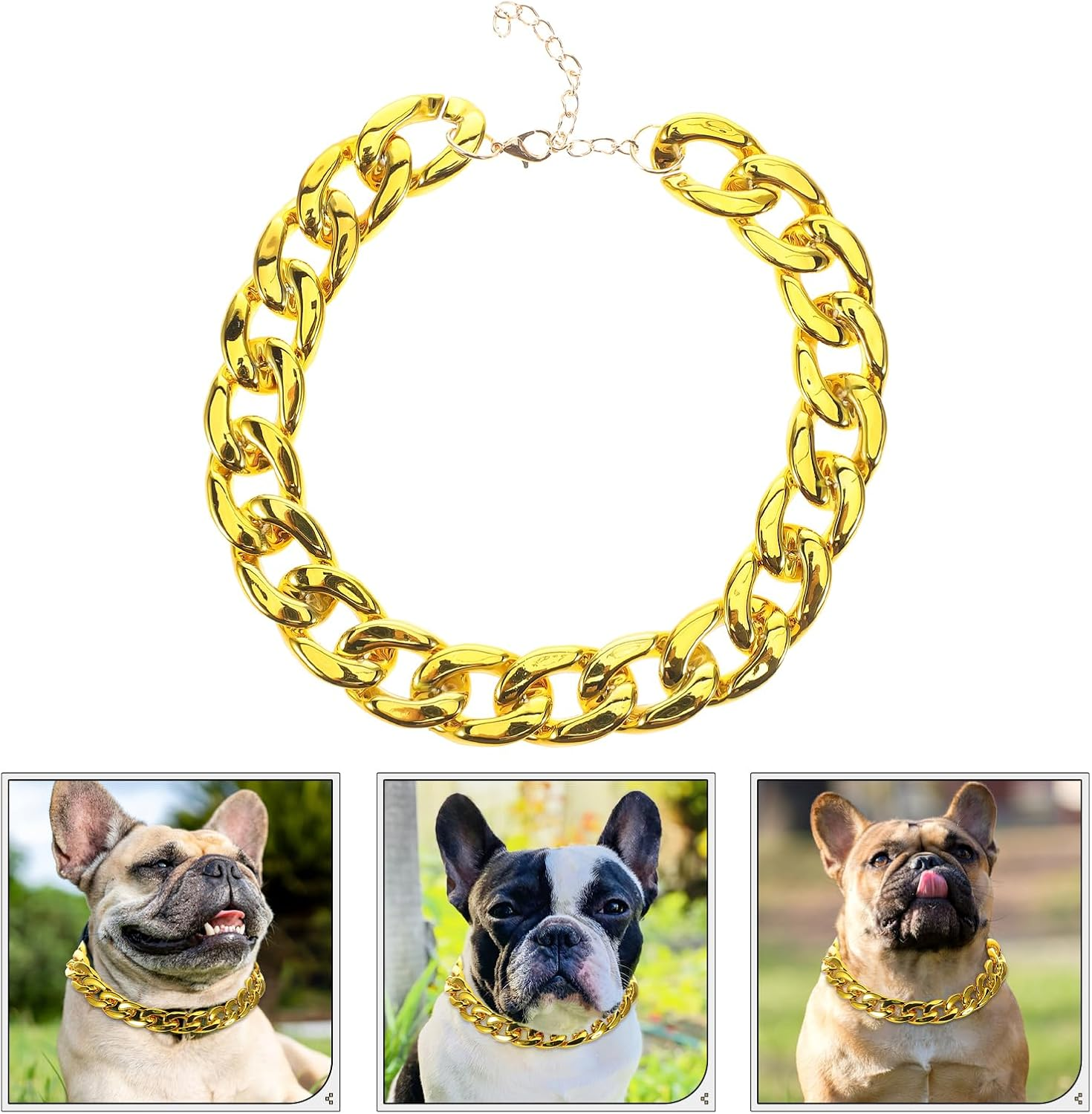 INOOMP Gold Dog Chain Collar Stainless Steel Gold Chain Pet Jewelry Necklace Pet Pendant for Small Dogs Cats Pets image number 5