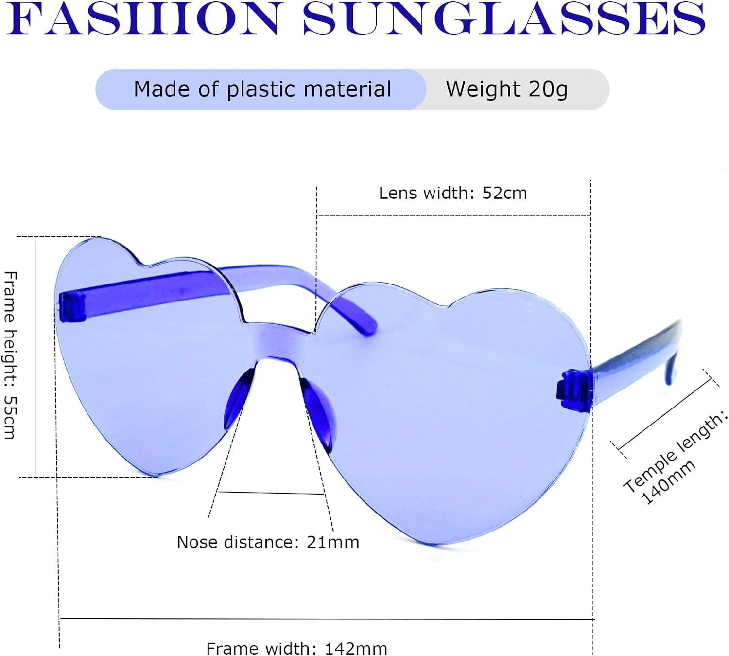 Lenamos 12 Pairs Rimless Sunglasses - Colorful Heart Frameless Sunglasses Bulk for Party Favors Women Men Decoration image number 1