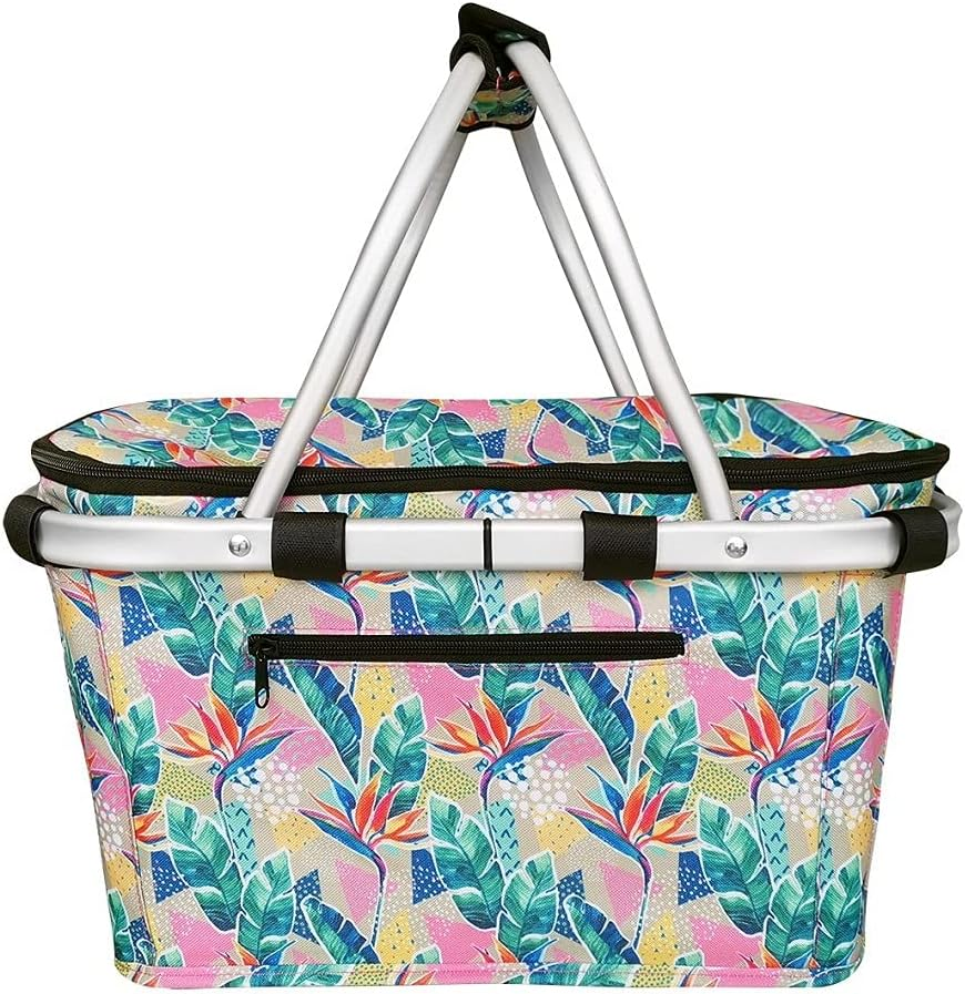 Sachi Insulated Carry Basket W/Lid - Botanical