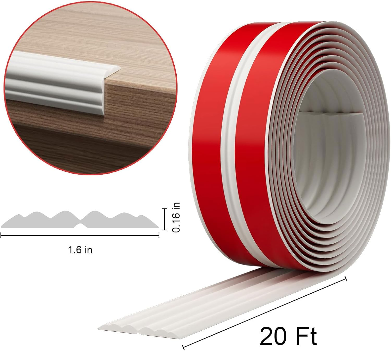 Corner Protector, Baby Safety Edge Guard, Peel and Stick Corner Trim Moulding, Self-Adhesive for Furniture, Wall, Table, and Cabinet - 1.6&rdquo; W X 20&rsquo; L, White image number 4