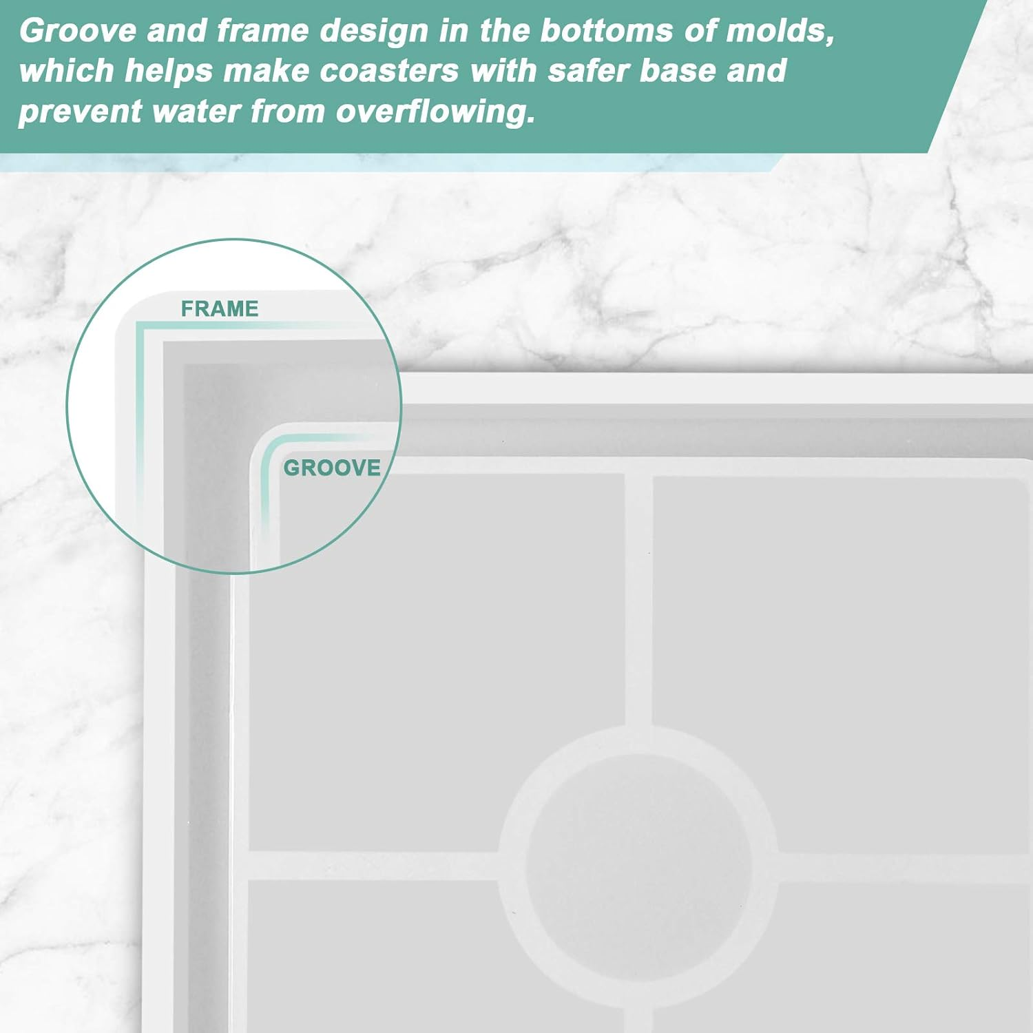 8Pcs Coaster Molds for Resin Casting, Resin Coaster Molds Including 4 Square and 4 Hexagon Epoxy Silicone Molds, Great for Making Coasters image number 2