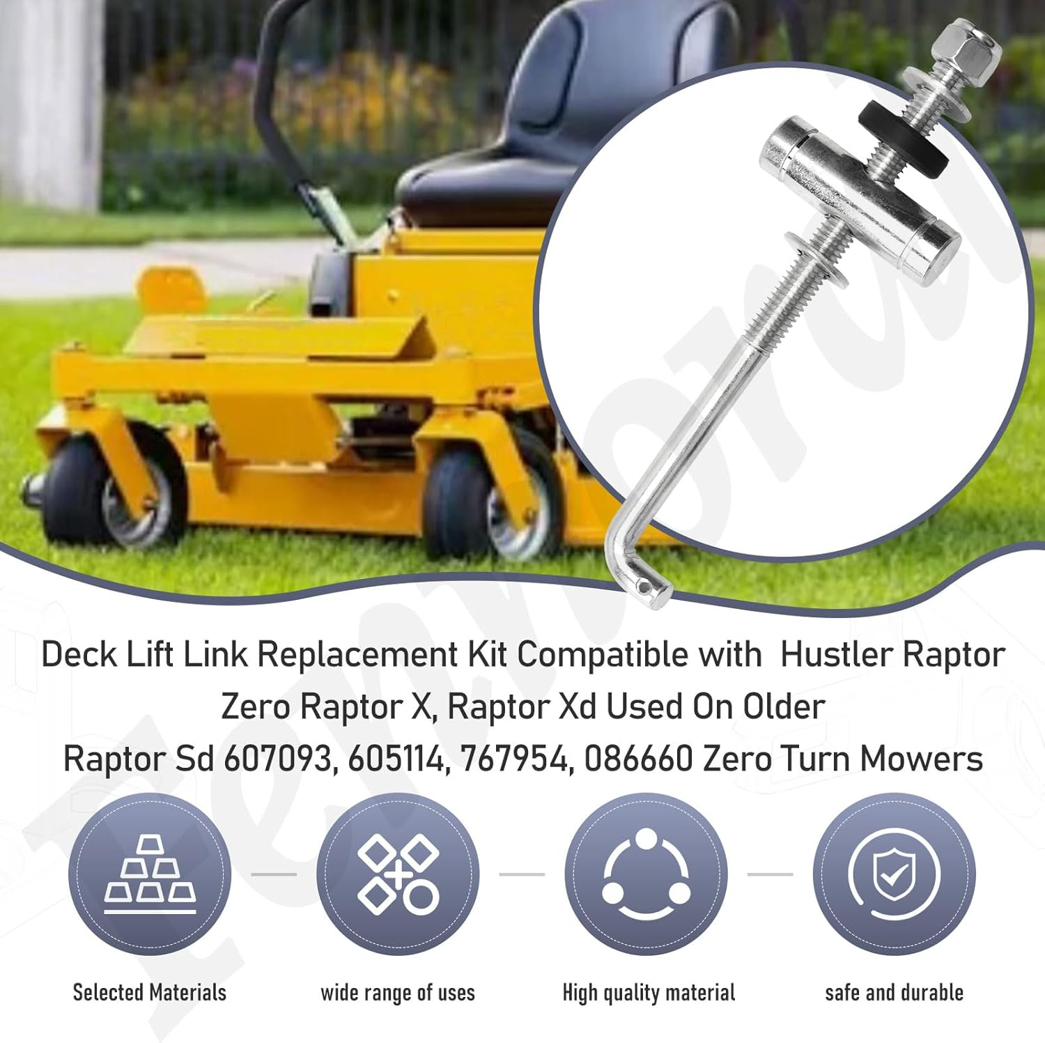 607912 Deck Lift Link Replacement Kit Compatible with Hustler Raptor Zero Raptor X, Raptor Xd Used on Older Raptor Sd 607093, 605114, 767954, 086660 Zero Turn Mowers