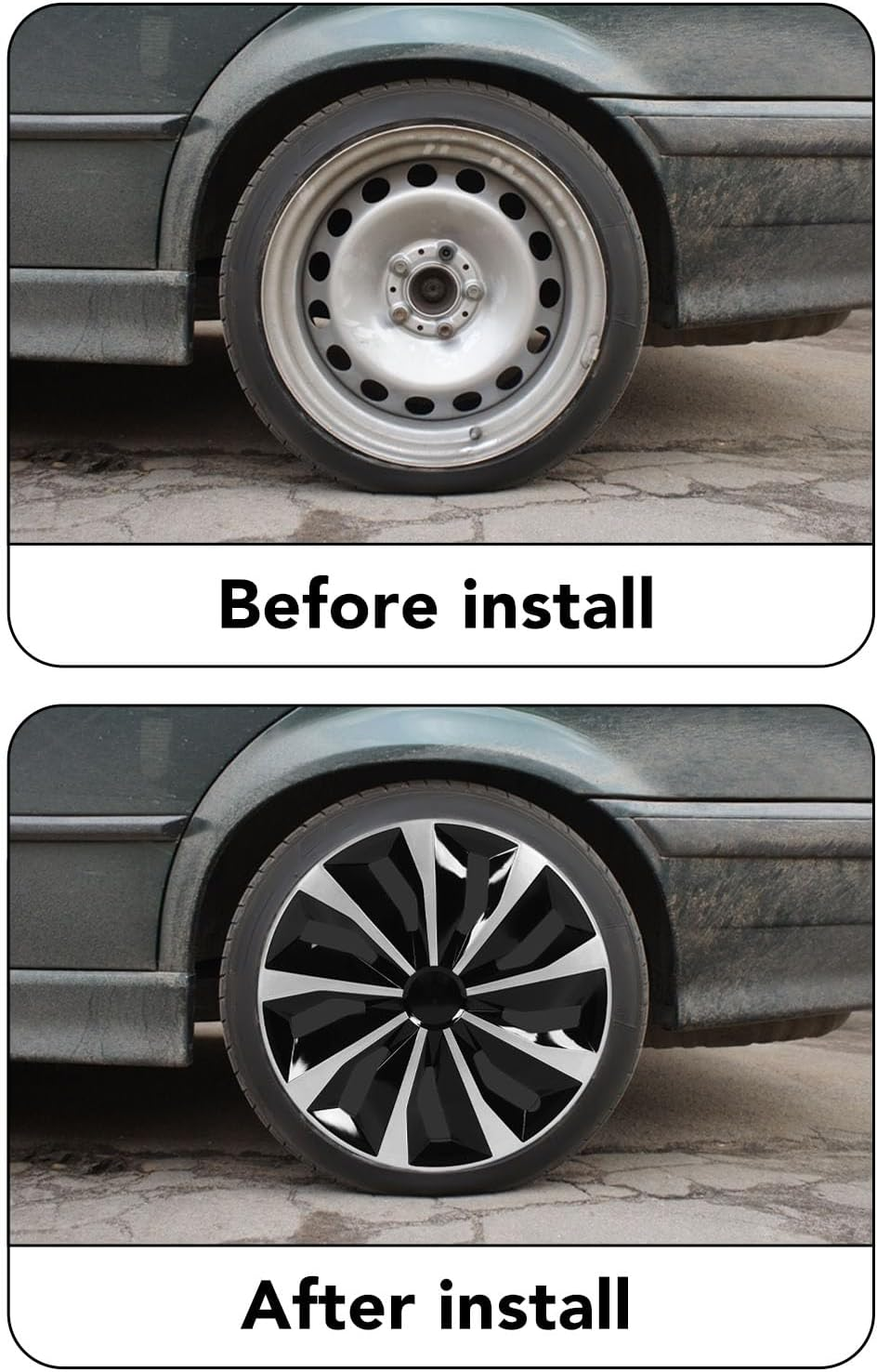 Xtevu 16In Premium Silver and Gunmetal Hubcaps Set of 4 Wheel Covers Snap - on Replacement for Camry Corolla Most Cars - Automotive Hubcaps image number 5