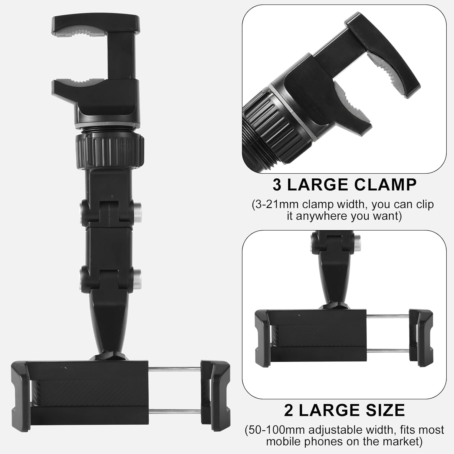 XIHIRCD 360 Degree Rotatable for Your Car Phone Holder Mount, Rotatogrip Smartphone Holder Multifunctional Rear Rotato Grip Phone Holder Rearview Mirror Phone Accessories image number 4