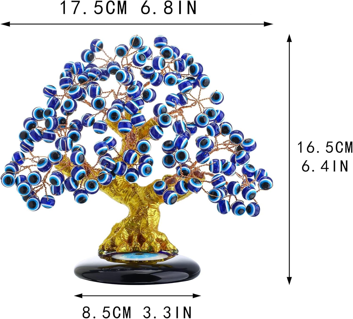 YU FENG 6.8Inch Turkish Nazar Blue Evil Eye Tree, Evil Eye Coaster Tree for Protection Good Luck Prosperity Gift Showpiece for Home Table Office Decor