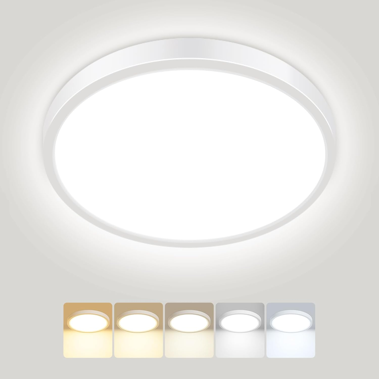 Peasur LED Ceiling Light, 15 W 1500LM Bathroom Ceiling Light, 5 Colours (3000K, 3500K, 4000K, 5000K, 6500K) & IP54 Waterproof round Ceiling Light for Kitchen, Bedroom, Hallway, Garage, Balcony image number 2