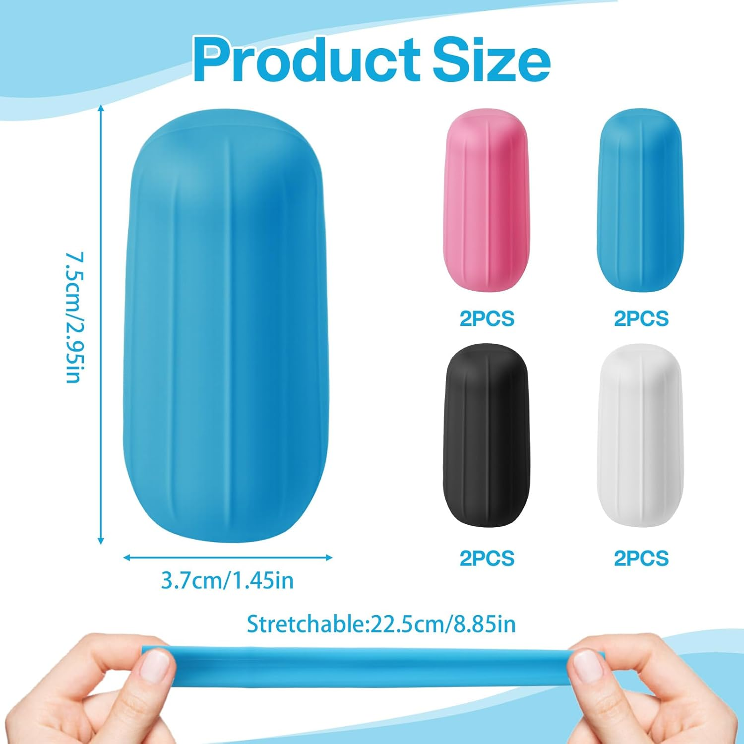 8 Pcs Reusable Silicone Leak-Proof Sleeves, Highly Elastic Travel Bottles Covers Suitable for Various Bottle Types Perfume Bottles Toiletries Mineral Water Bottles(Blue/Black/White/Pink) image number 4