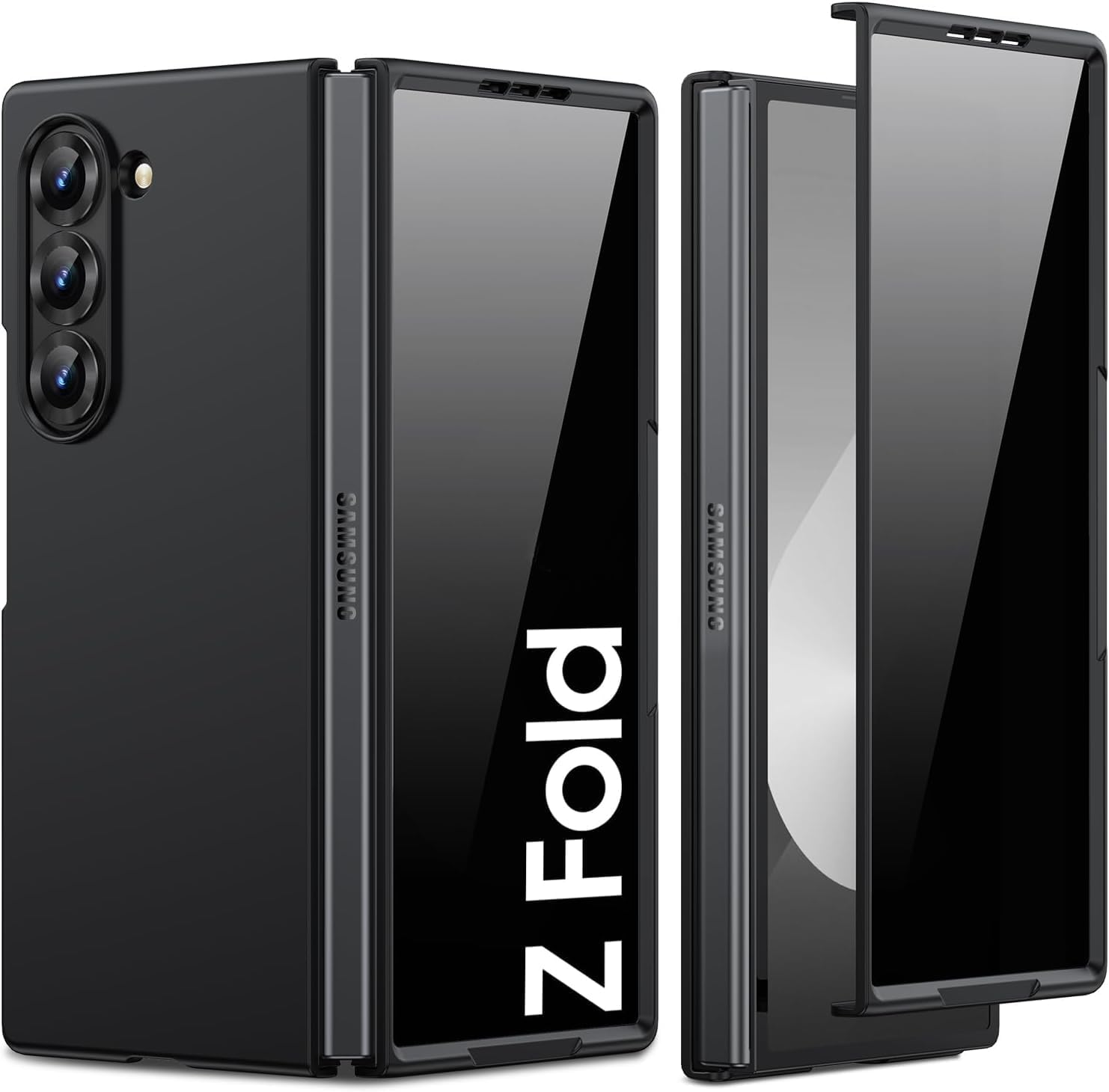 ELEPIK for Samsung Z Fold 4 Case, [Built-In Privacy Screen Protector] [Hinge Protection] [Wireless Charging] Military Grade Protection Slim Stylish Phone Case for Samsung Galaxy Z Fold 4 5G, Black