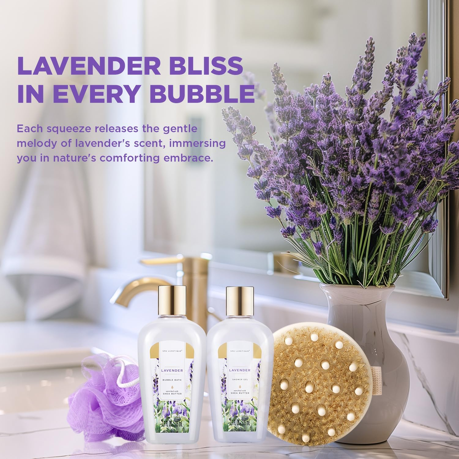 Gift Baskets for Women Spa Gifts for Women 15Pcs Lavender Home Spa Kit for Women Gifts Spa Luxetique Bath and Body Gift Sets Tote Bag Gifts for Women Birthday Gifts for Women Gifts for Women image number 1