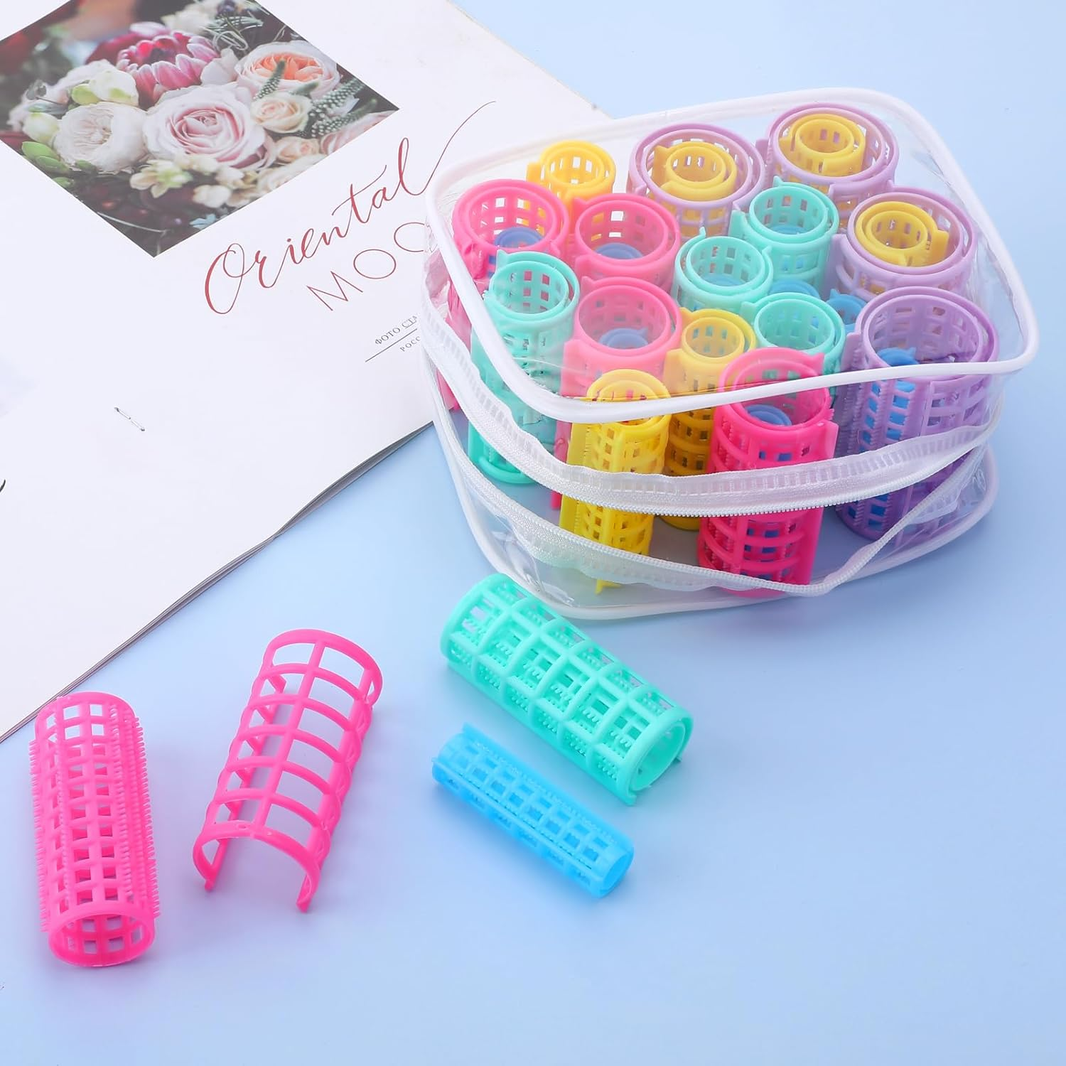 30Pcs Hair Curlers Rollers Set, 5 Sizes Self Grip Hair Rollers No Hair Damaging for Long, Medium Hair, Hair Rollers for Volum, Snap on Hair Curlers for Women Hair Styling (1.5/2/2.5/3/3.5 CM) image number 3