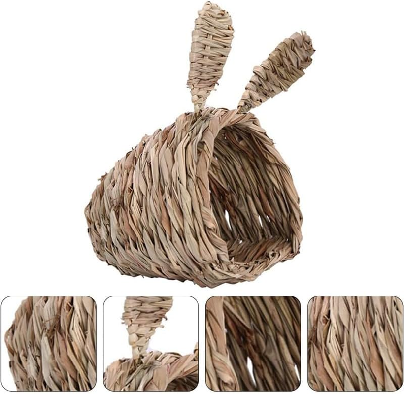 AIMALL Hand-Woven Grass Tunnel Nest for Small Pets &ndash; Natural Hideaway Toy for Rabbits, Hamsters, Guinea Pigs, Hedgehogs, and Totoro &ndash; 21 X 20Cm Pet Play Tunnel image number 3