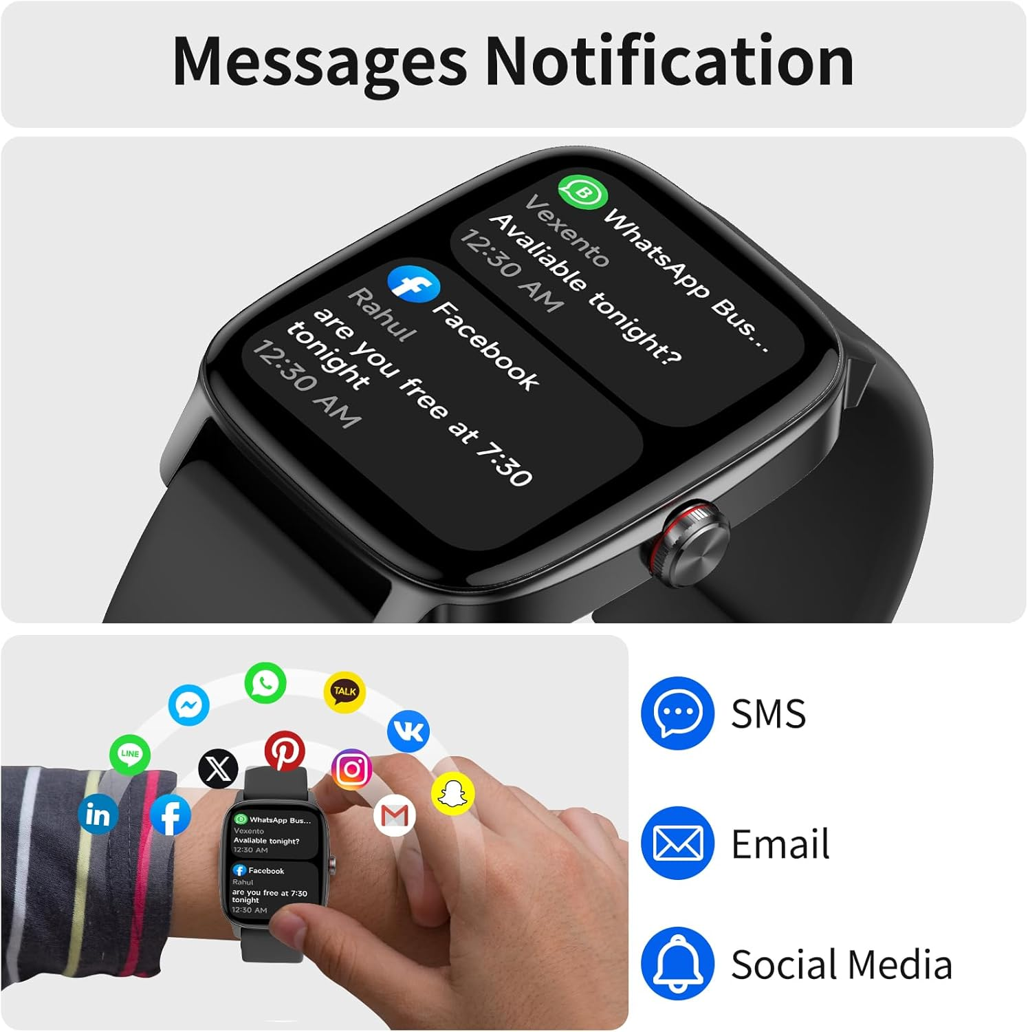 Smart Watch for Men Women, IP68 Waterproof, Bluetooth Calling, Fitness Tracker, Sleep Monitoring, 1.85'' DIY Dial, AI Built-In, 100+ Sports Modes, 7 Days Battery, Compatible with Android & Iphones image number 1