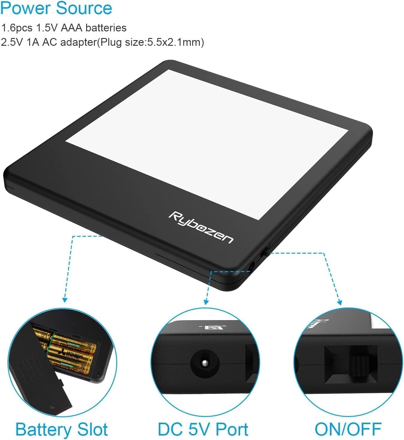 Rybozen Ultra-Thin Portable Slide Scanner 5 X 4 Inches LED Light Panel Photo Slides Negatives and Film Viewer image number 6