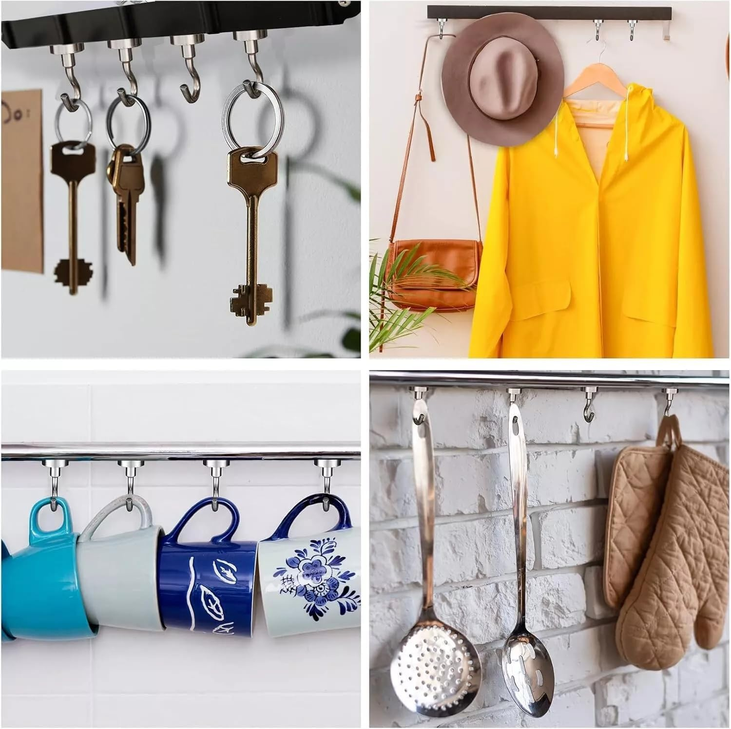 QFM Magnetic Hooks, 35Lbs Heavy Duty Magnets with Hook for Refrigerator, 10Pcs Strong Magnetic Wall Hooks for Hanging, Grill, Toolbox, Storage, Cruise Cabins(20Mm) image number 1