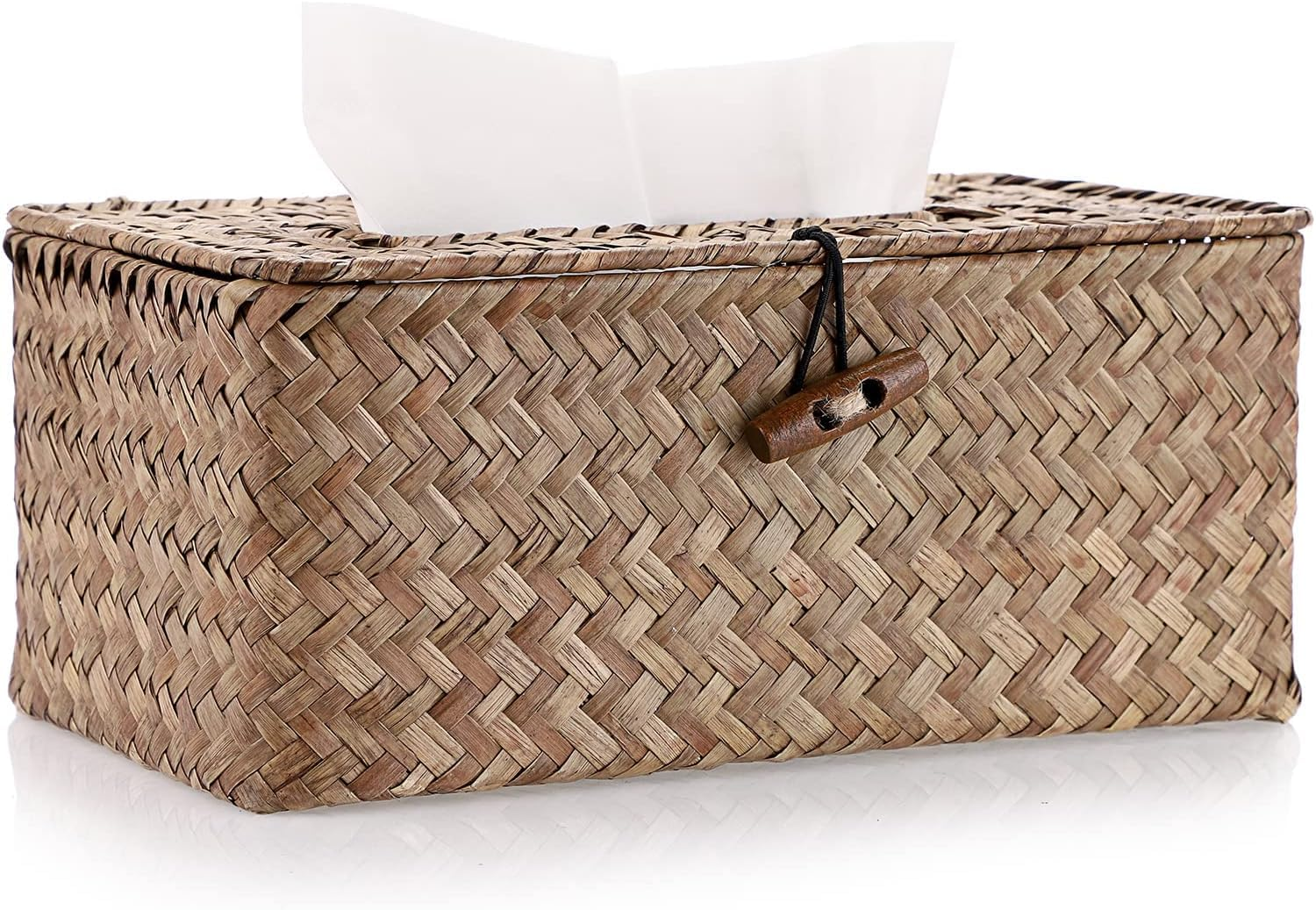 Rectangular Woven Tissue Box Cover, Decorative Paper Napkin Dispenser, Facial Tissue Holder for Home, Office, Car, Table D&eacute;cor (Coffee)