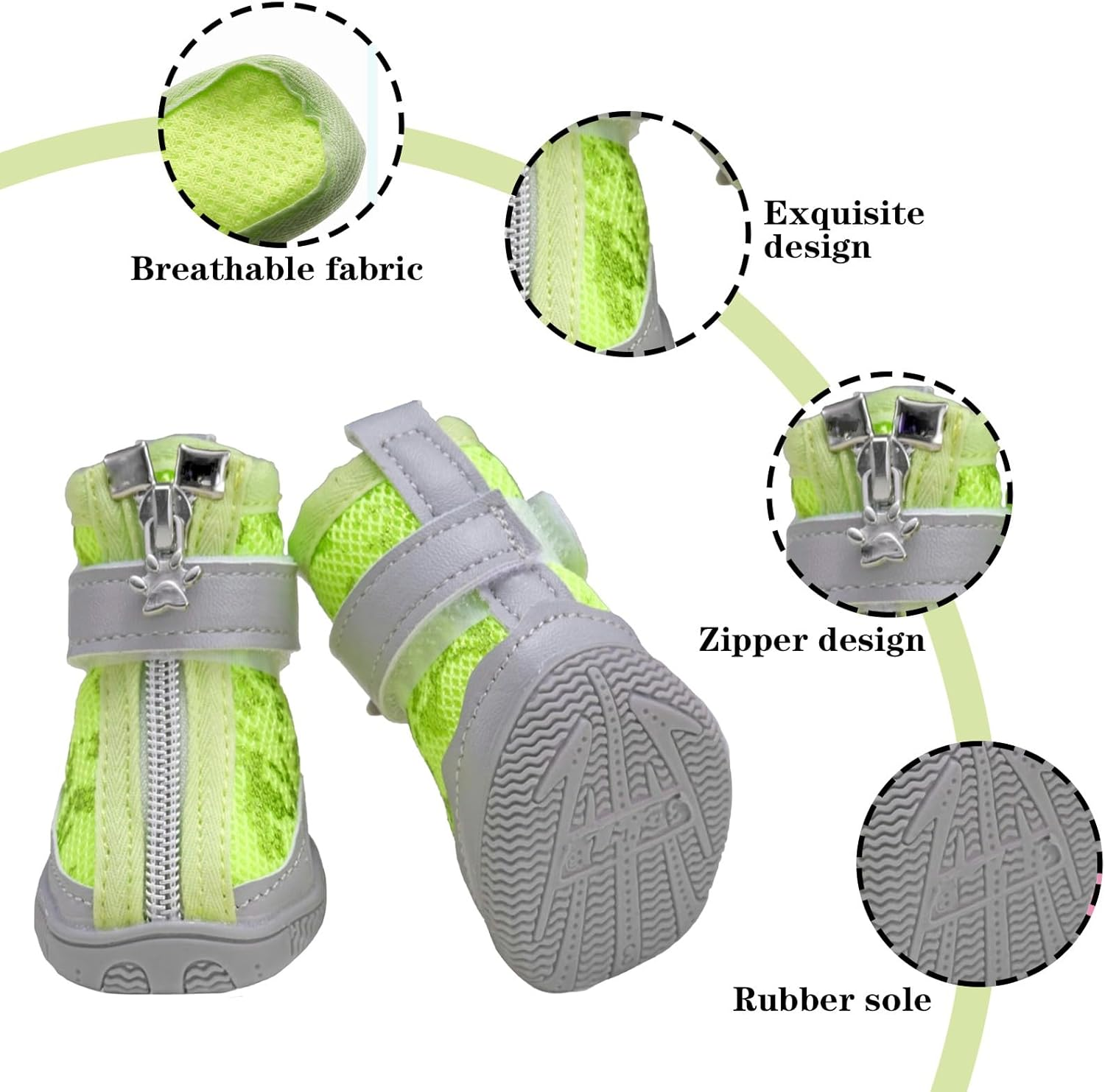 IUOUTG 4Pcs Dog Boots for Small Size Dogs Summer Hot Pavement Dog Shoes Mesh Outdoor Walking Puppy Shoes Dog Booties with Rubber Soles for Hiking image number 4