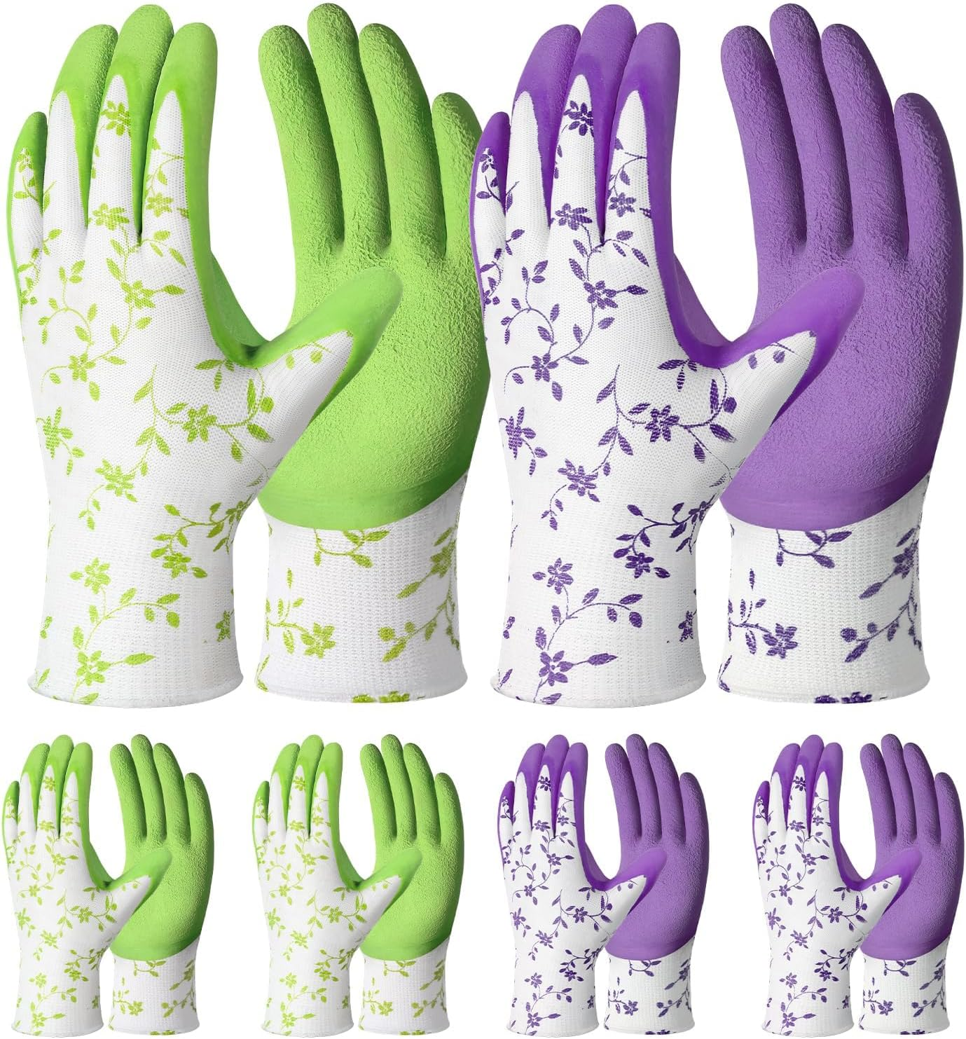 Gardening Gloves for Women, 6 Pairs, Rubber Coated with Grip, Breathable Work Gloves for Yard Garden, Outdoor Indoor Protective image number 5