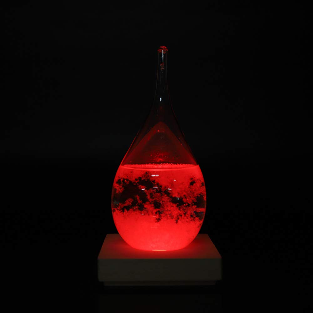 Haofy Glass,Desktop Weather Predictor LED Weather Forecaster Creative Crystal Glass Bottle Desktop Drops Craft Station with Pure Wood Base-High Class Decoration on Home & Office image number 3