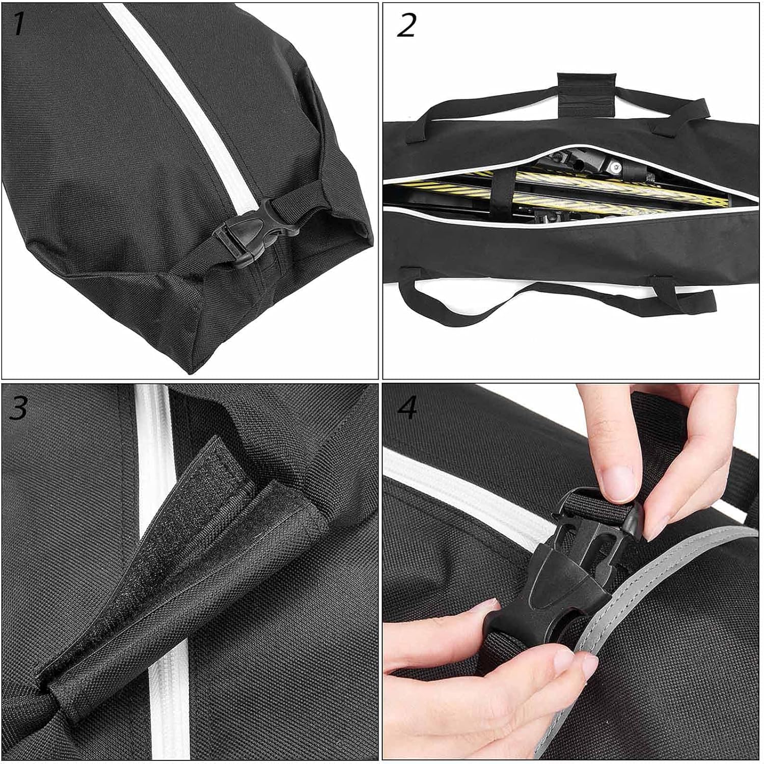 RCKEY Skis and Boot Bag Combo Portable Skis Storage Bag Padded Waterproof Ski Travel Bags Large Capacity Boots Clothing Holder Organizer Fit Skis up to 200 Cm and Boots up to US Size 13 image number 3