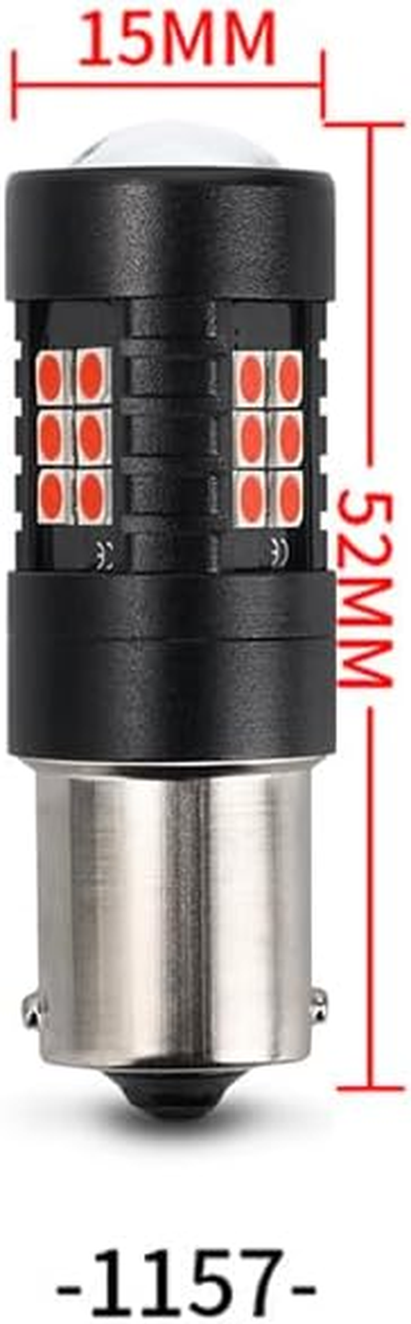 AIMALL 2PCS BAY15D 1157 Red LED Brake Tail Stop Light Bulbs 3030 21 Leds Error-Free 45Mm