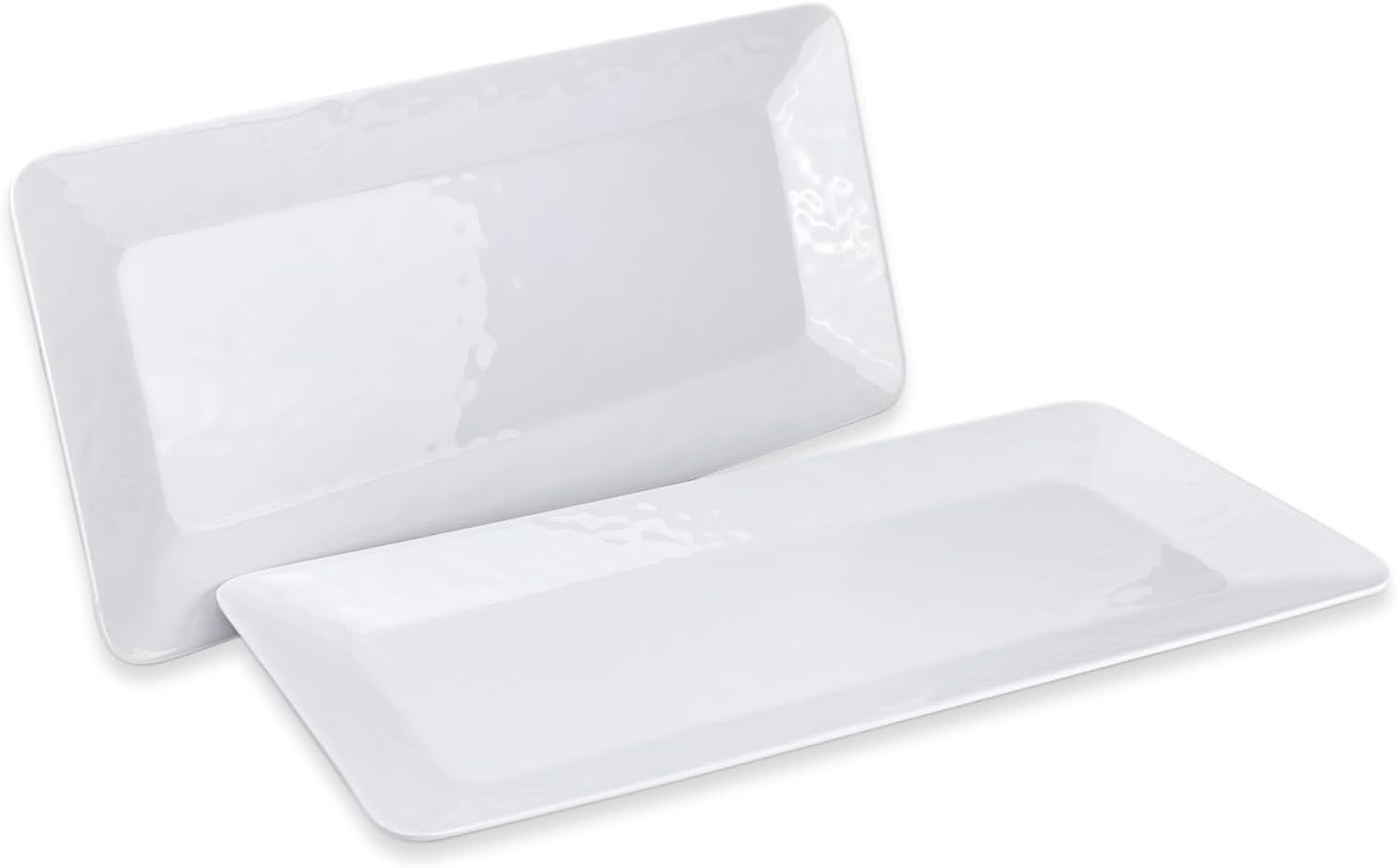 Yalin Rectangle Large Serving Platter, 17 Inch Melamine Serving Tray, Great for Restaurant, Steak, Salad and Everyday, Set of 2 White Dinner Plates (Rectangle) (Oval) image number 3