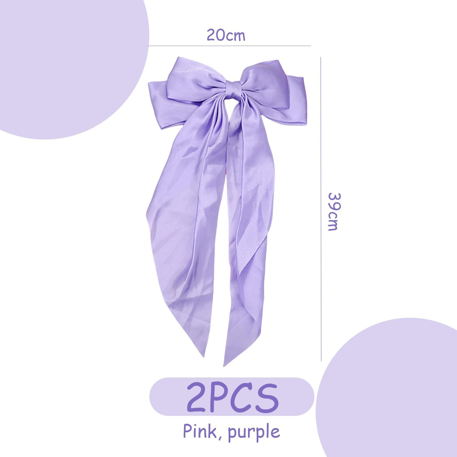 Pack of 2 Hair Pins with Bow, Hair Accessories Made of Silk Satin, Elee and Fashionable Decoration, Women'S Accessories, Suitable for Ponytails and Braided Hair Accessories. image number 2