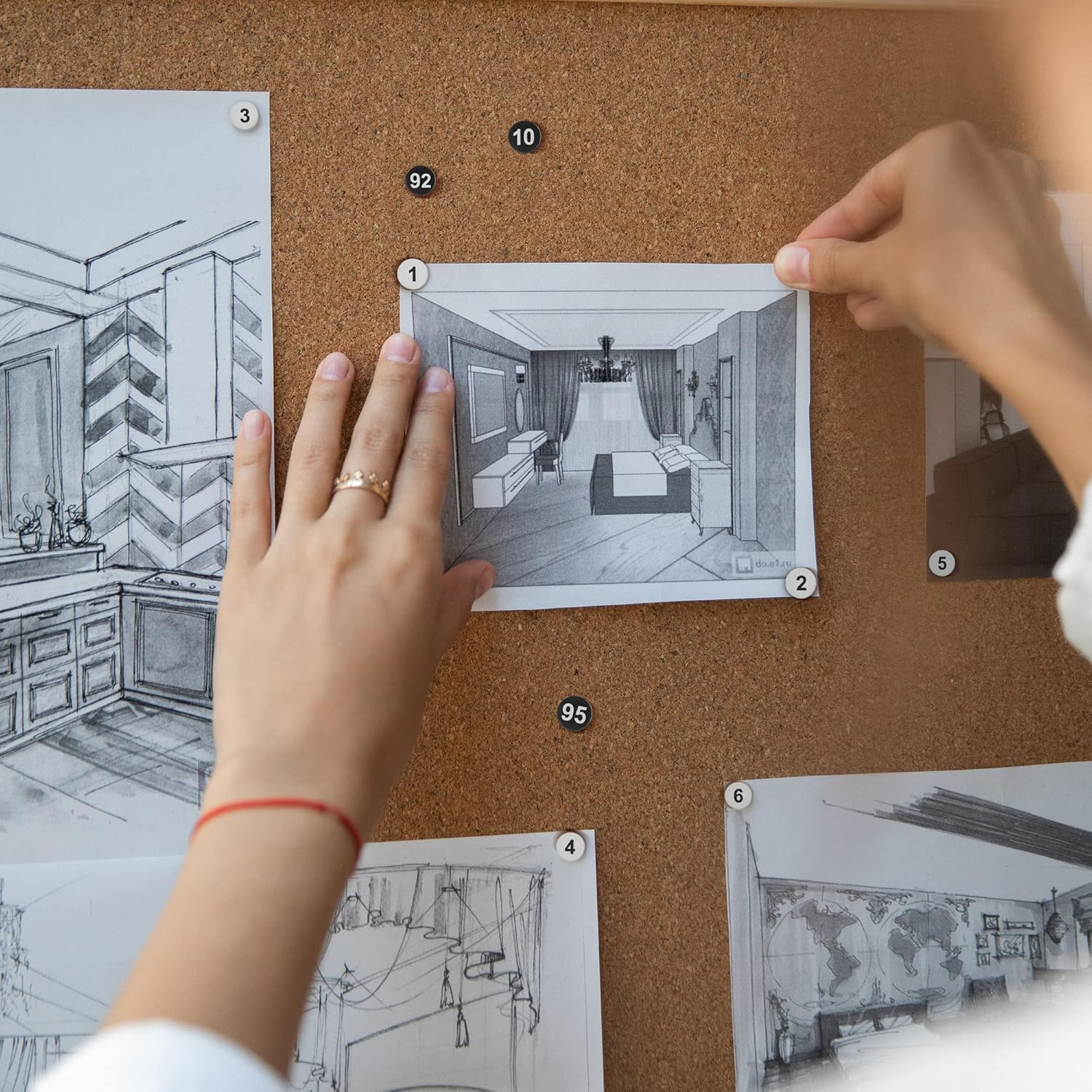 Soug 200Pcs Numbered Push Pin Tacks, 1-100 Sequential Number Tacks Push Pins, 11Mm Diameter 16Mm Length Thumbtacks for Maps, Presentations, Photo, Poster (Black and White) image number 6