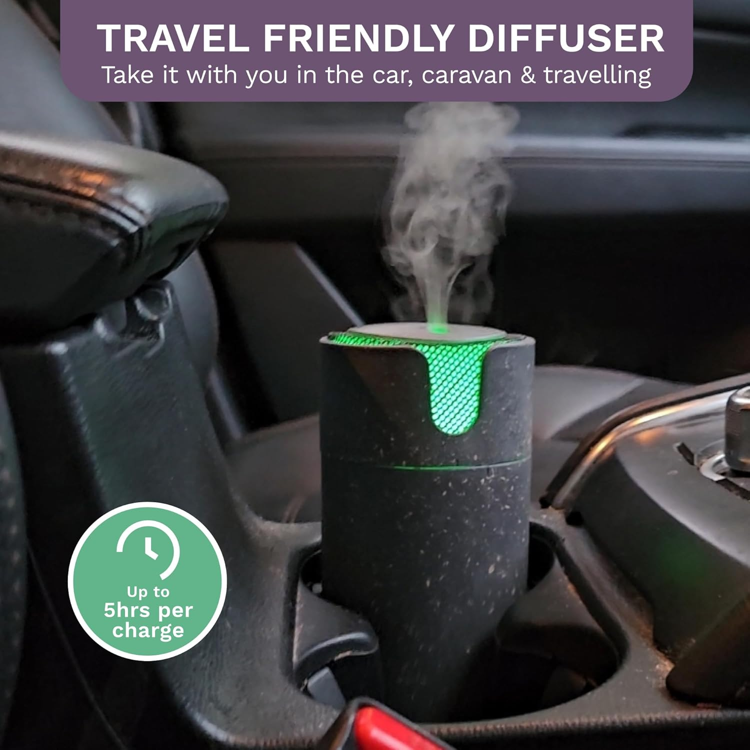 Aroma Recharge Cordless Diffuser - Portable Aromatherapy Diffuser with 70 Ml Water Capacity, 3 Hour USB Charge | Relaxation Anywhere, Improves Sleep, Mood and Focus - Ultrasonic 5-In-1 Technology - White Stone image number 4