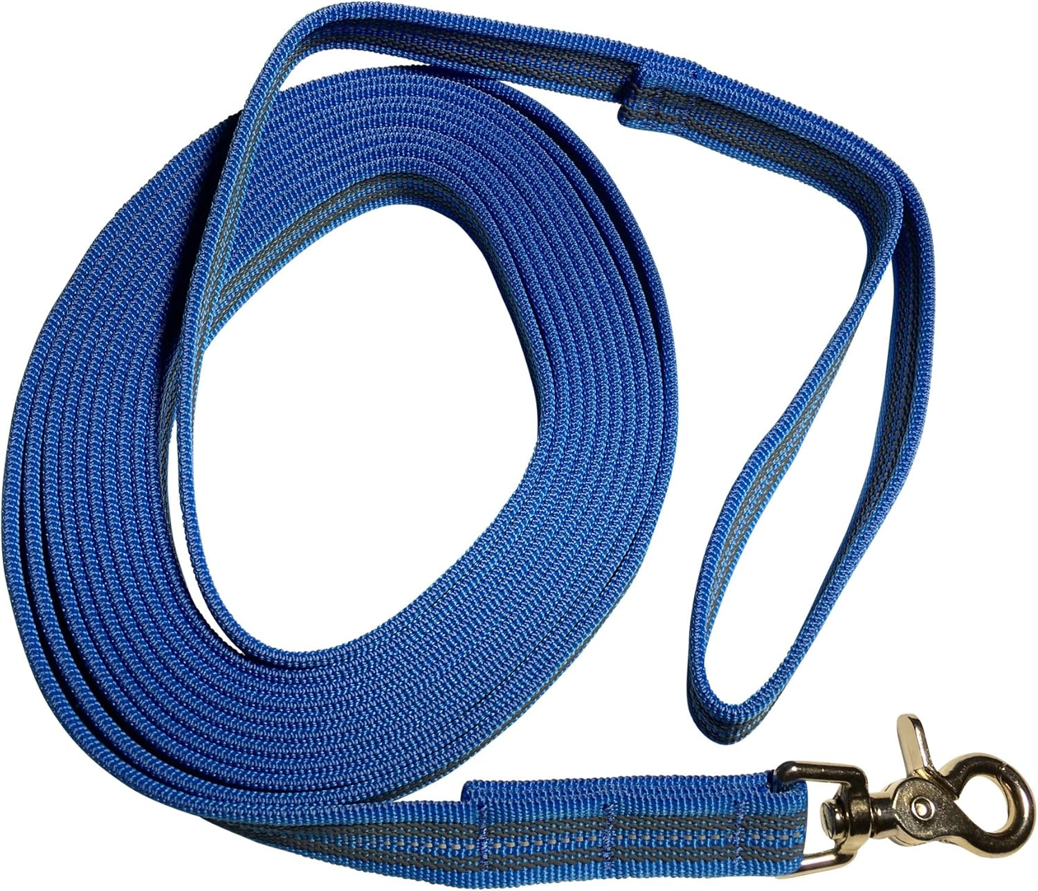 DOGS and MORE - Rubberised Recall Lead/Search Lead/Field Lead with Reflective Strips => 5 Metres (With Hand Strap) - Orange, Blue or Purple image number 1