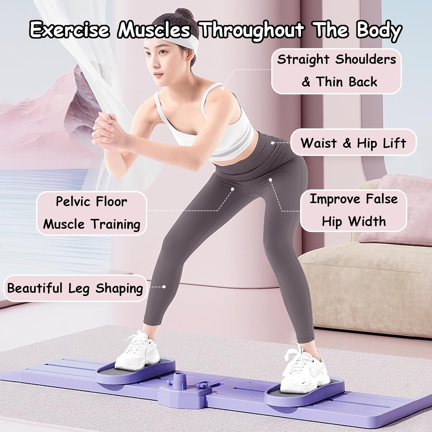 Taoluwin Thigh Strength Trainer, Ski Machine, Home Fitness Leg Trainer with Silent Steel Bearings, Foldable Design for Hip Shaping, Postpartum Recovery & Full-Body Toning