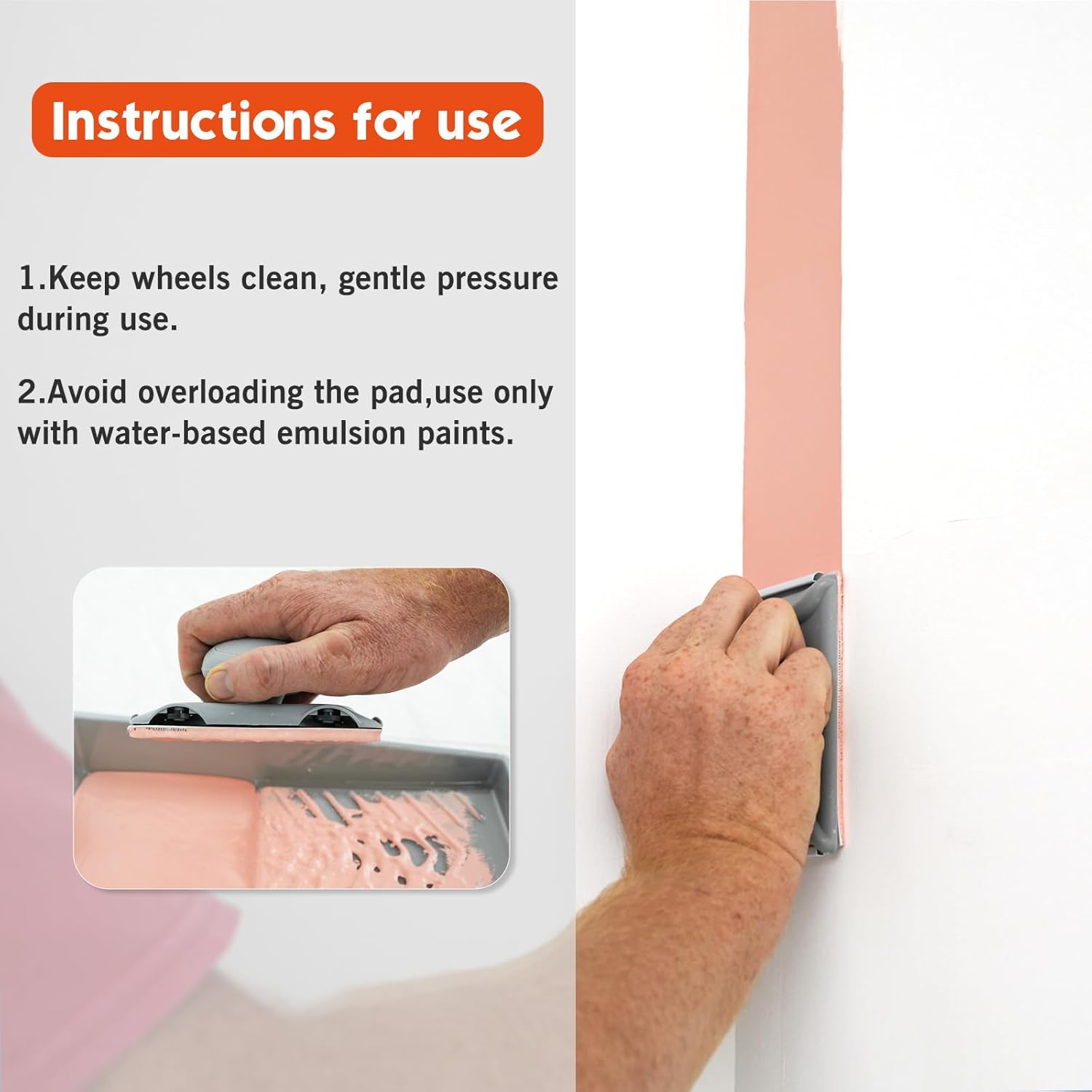 ROLLINGDOG Paint Pad Set - 4" Paint Edger Pad with 2PCS Paint Pad Refills for Smooth Wall Ceiling Windows Cutting In image number 2