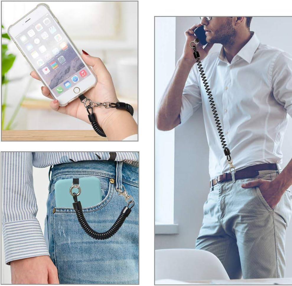 COCASES Phone Lanyard, Universal Theftproof Anti-Lost Elastic Tether Wrist Strap with Patch Compatible with Iphone, Galaxy, Huawei and Most Smartphones