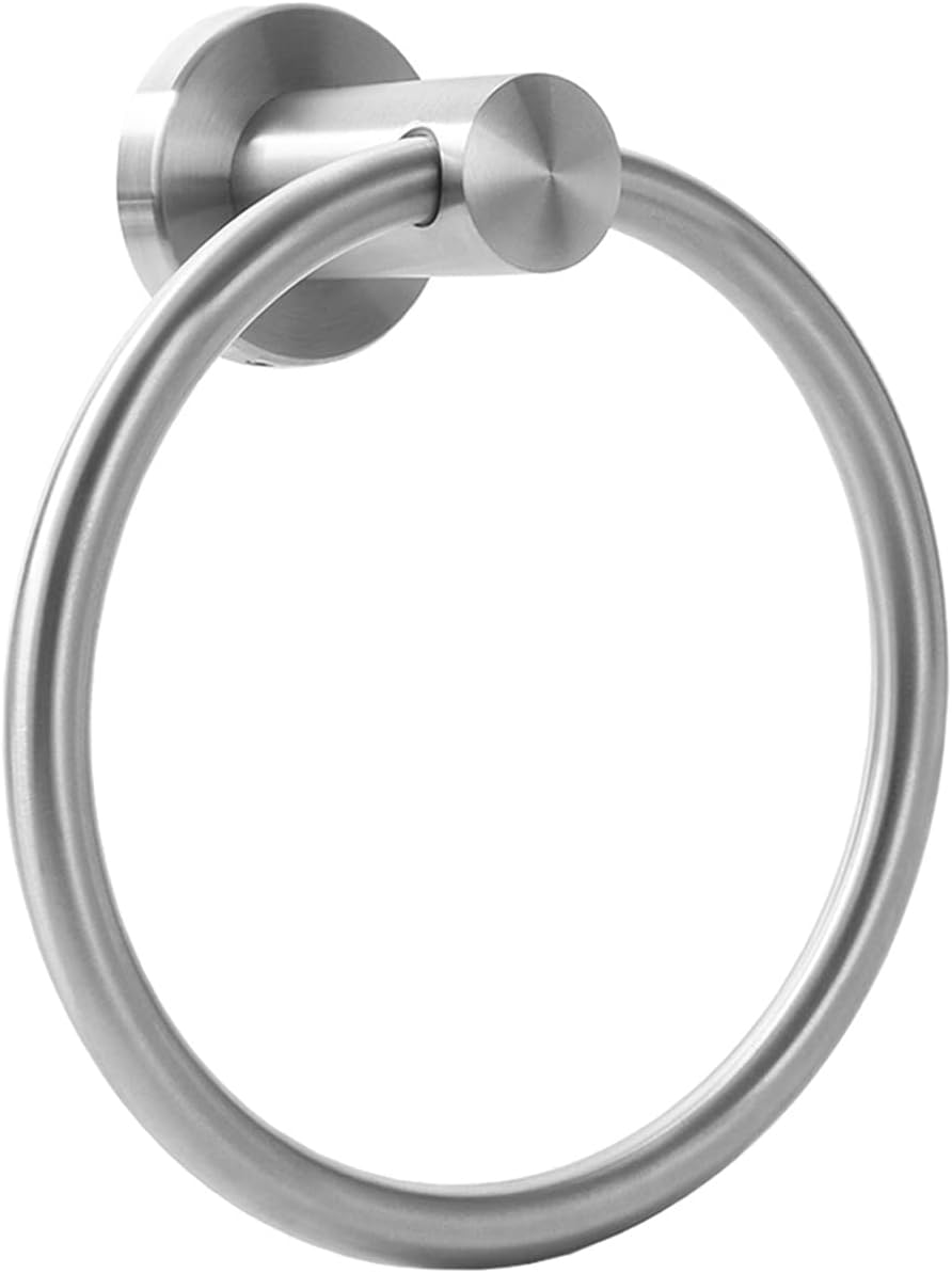 Orlif Towel Ring Matte Black for Bathroom，Sus 304 Heavy Duty Stainless Steel Hand Towel Holder round Bath Towel Holder Hangers with Wall Mount Hardware（Drill Needed） (Brushed Nickel)