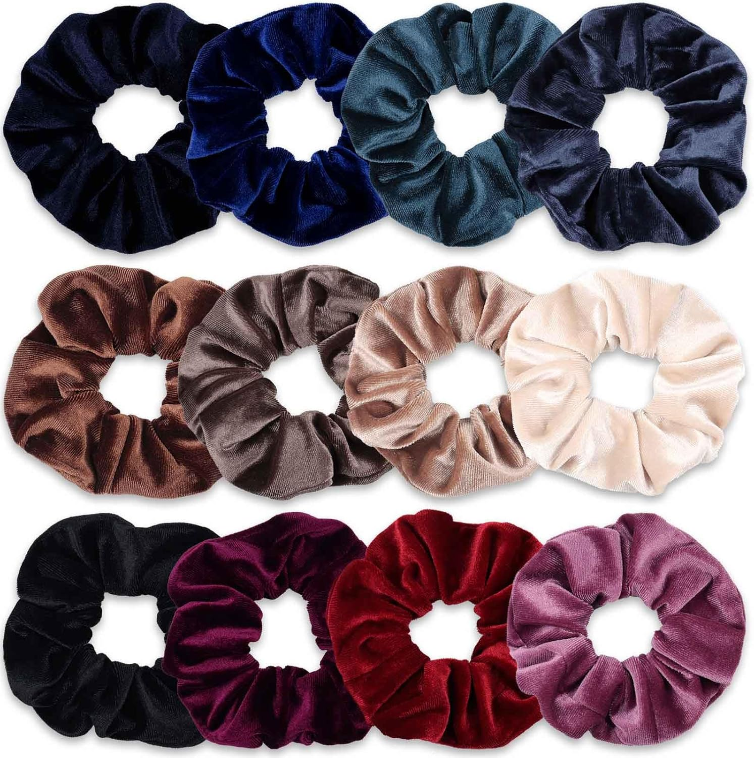 PROPOG Velvet Scrunchies for Girls, Hair Scrunchies for Women'S Hair Premium Scrunchie Elastic Hair Bands Tie Dye Scrunchy Hair Ties Ponytail Holders Hair Accessories for Girls Women 12 Colors