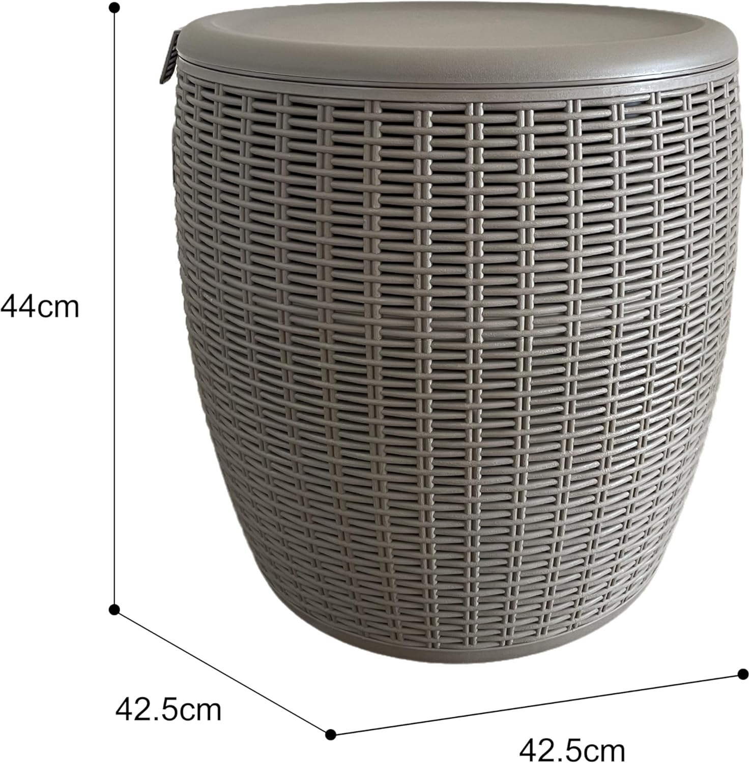 Rattan Outdoor Storage Stool, Outdoor Furniture, 37L, Ice Cooler, Wicker round Ice Chest, Outdoor Patio Bar Table, Beverage Bucket with Drain Plug for Poolside, Deck, Party, and BBQ image number 3