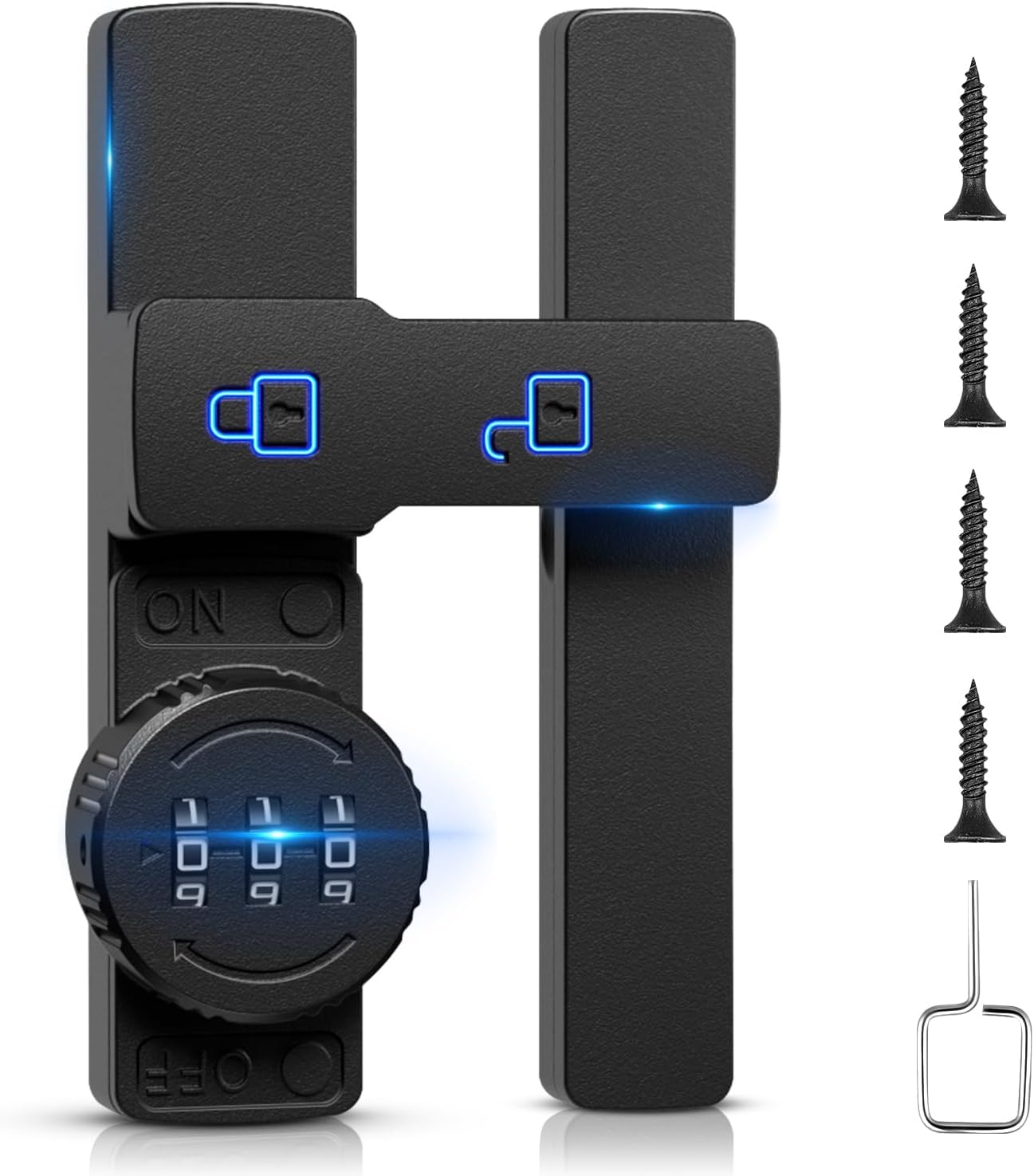 Barn Door Lock,Flip Latch Lock with Combination,90-180 Degree Sliding Door Lock,Cabinet 3-Digit Password Keyless,Gate Latches Hardware Barn Door Garage Shed Window (Barn Door Lock-180 Degrees) image number 1