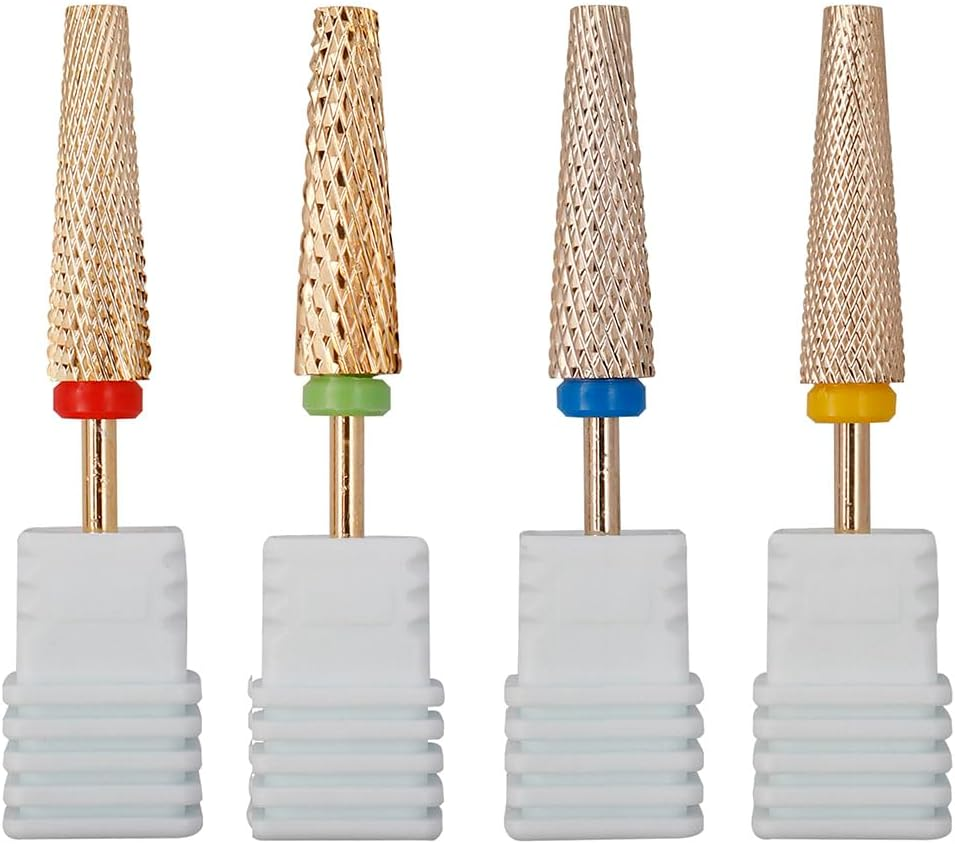Yakamoz 4Pcs Professional Carbide Tungsten Nail Drill Bit Set, 5 in 1 Extension Nail Drill Bits,3/32 Inch Diameter Two Way Rotate Advanced Safety Bits for Manicure Pedicure Cuticle Acrylic Hard Gel Nails image number 5