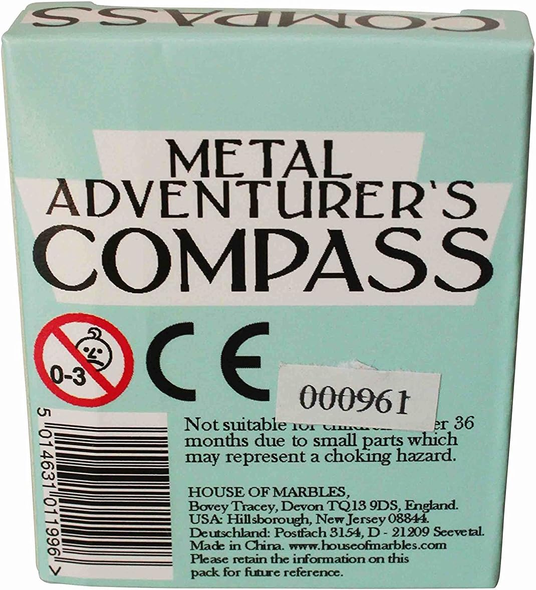 House of Marbles Adventurer'S Portable Metal Compass, Pocket-Size Navigation Tool for Kids When Camping, Walking, Orienteering, Hiking, Boating, for Party Filler, Goodie Bags or Stocking Fillers image number 1