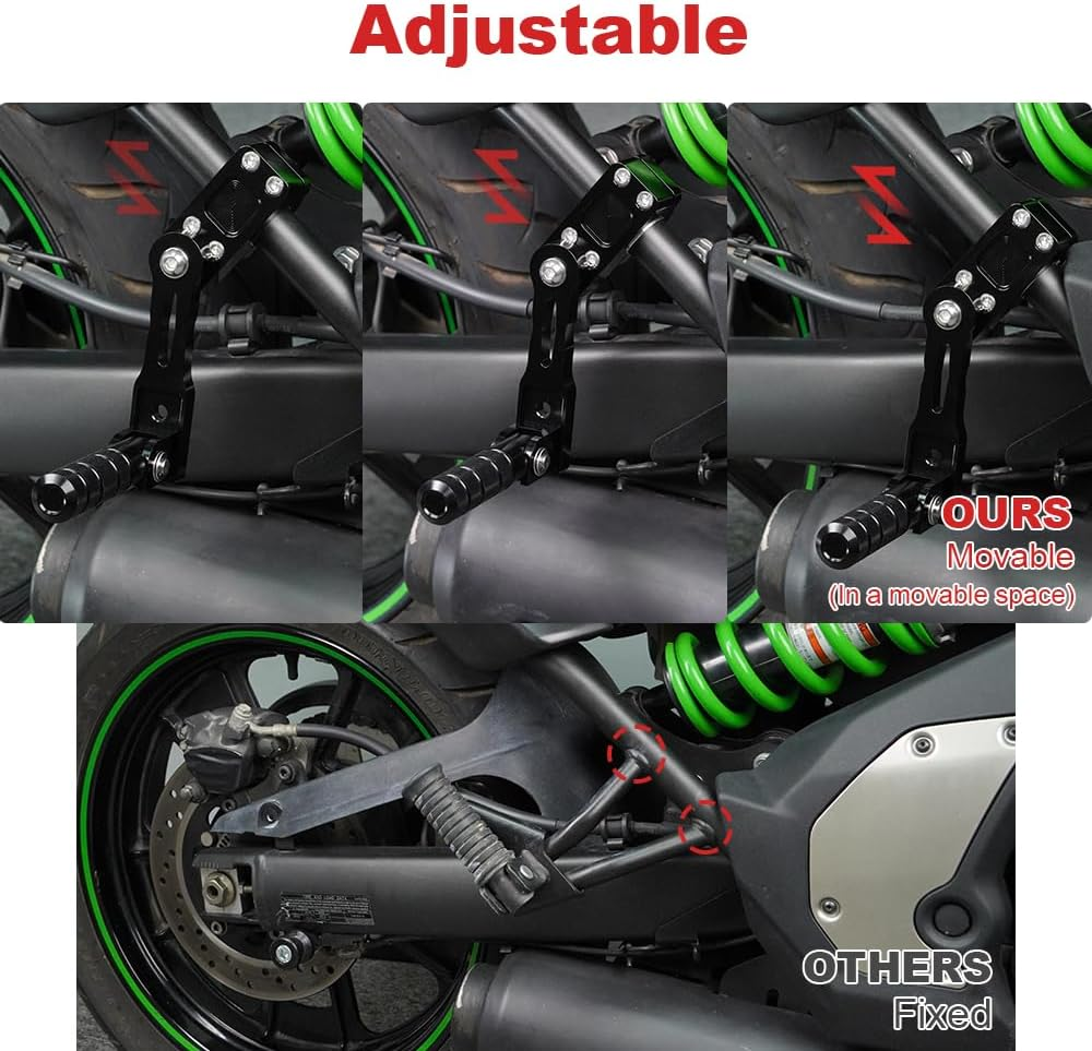 Xitomer Adjustable 22-28Mm Black Aluminum Passenger Footpegs for Vulcan 650 / S 2015-2024 Cruiser Motorcycle image number 4