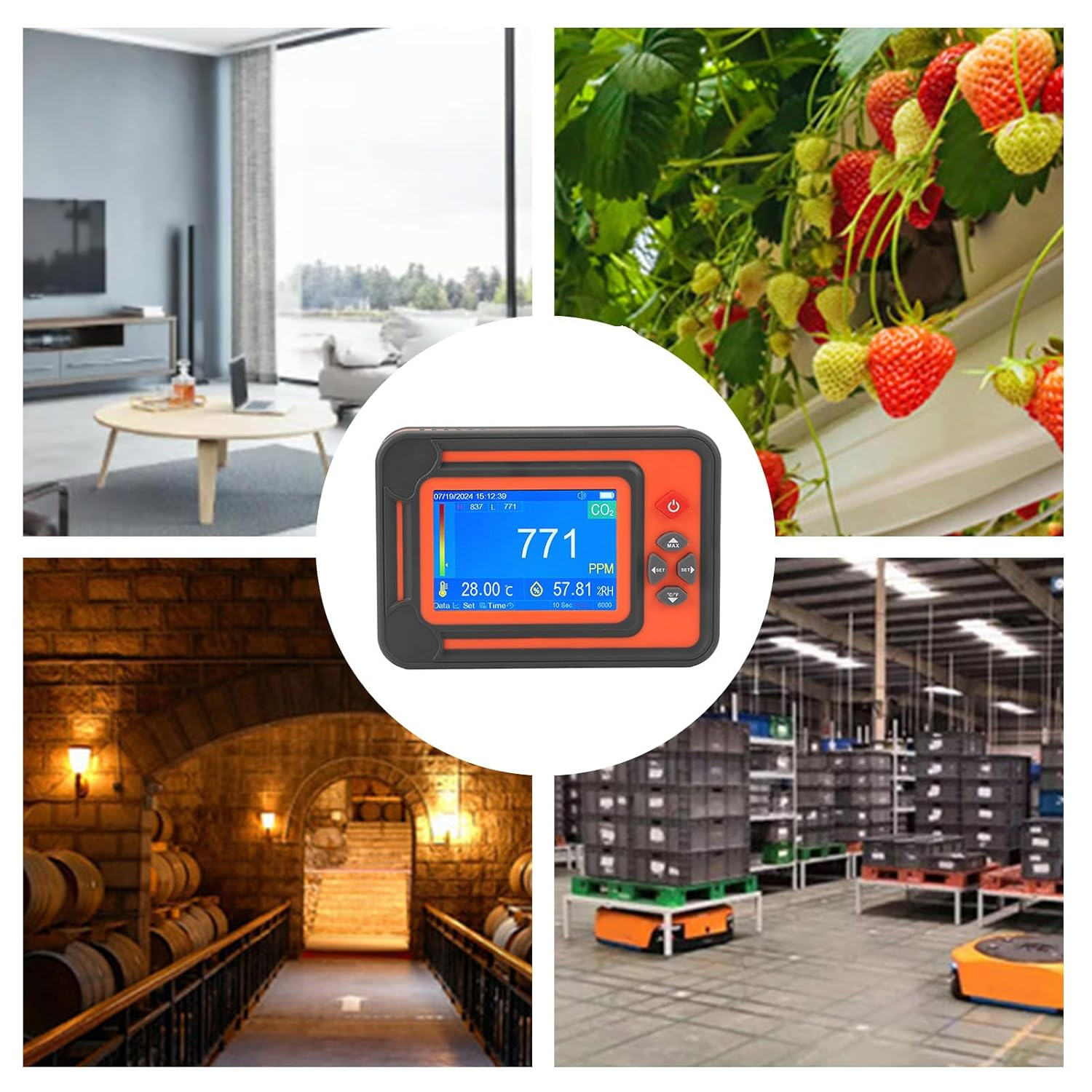 High Accuracy CO2 Detector with Reminder Temperature Humidity Meter Portable Carbon Dioxide Detector for Planting Tents Wine Cellars (Red) image number 3