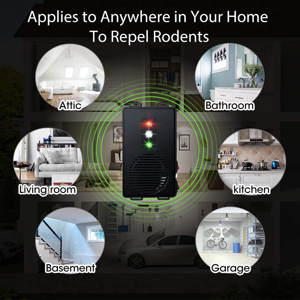 Ultrasonic Rodent Repellent for Car Engine - Battery Powered under Hood Animal Repeller with Flashing Strobe Light, Keeps Rats and Mice Away from Vehicle, Automobile, Truck, Garage, Attic, Pack of 2