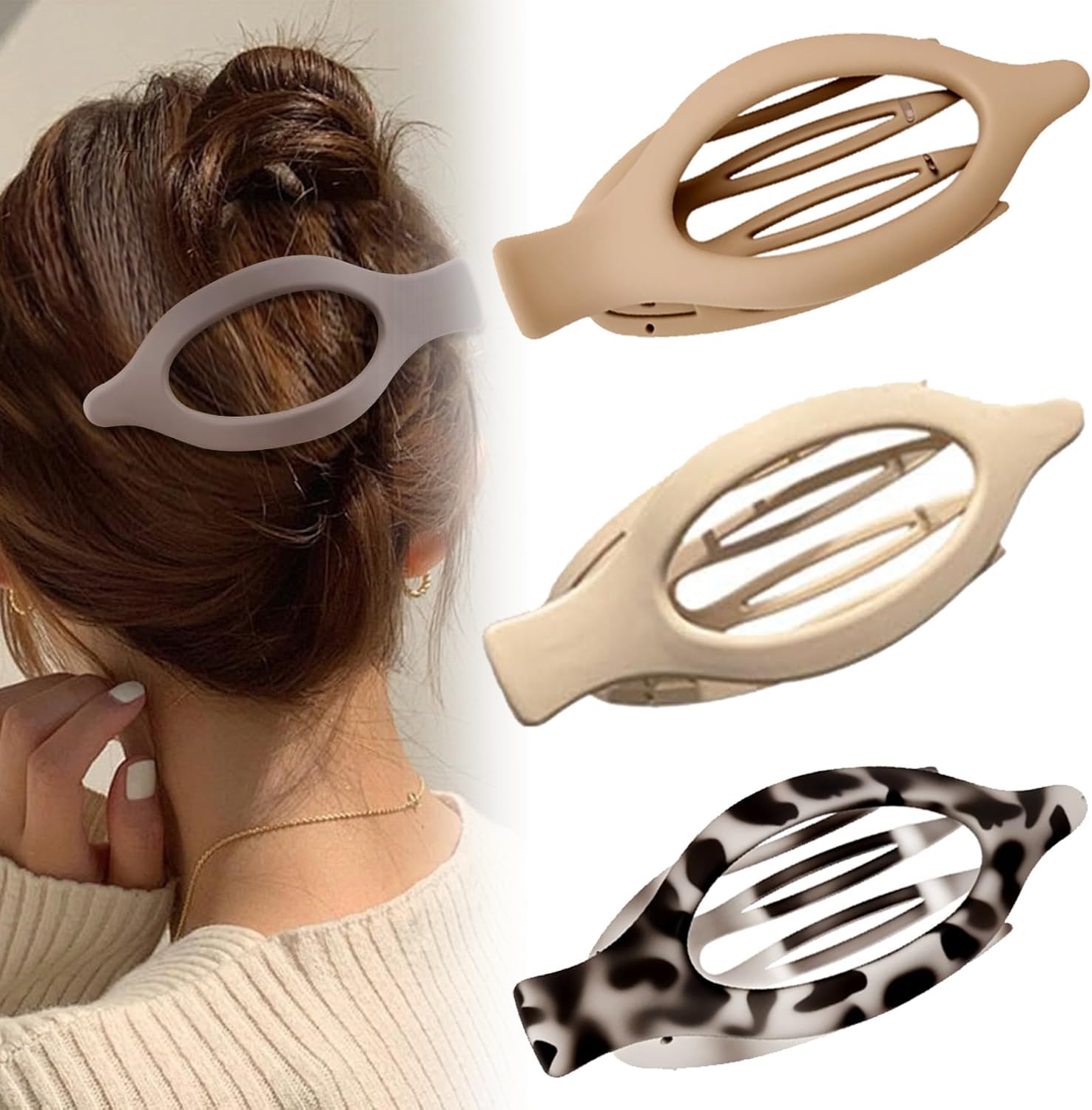 Flat Hair Clips for Women, Flat Claw Clips & Duckbill Hair Clips for Thick or Thin Hair, No-Slip Grip Hair Styling Accessories for Daily Use (Multicolor-N)