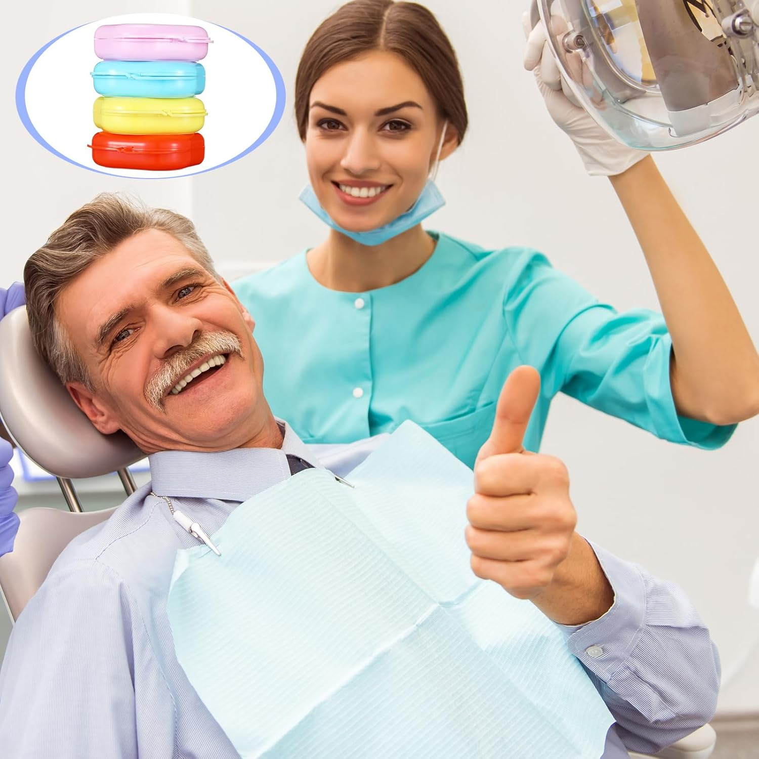 Youyole 32 Pieces Retainer Case with Vent Holes Mouth Guard Container Case Dental Storage Container Multicolor Dental Retainer Box for Office Travel Household (Light Color) image number 3