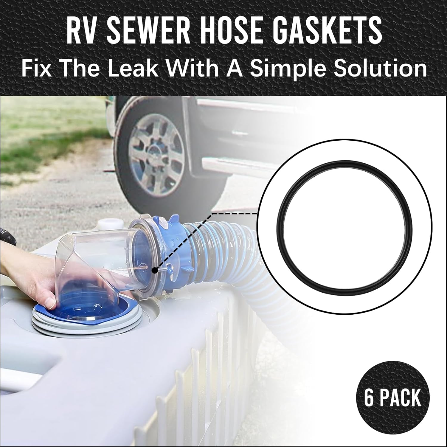 Sheechung 6 PCS RV Sewer Hose Gaskets, Replacement Rubber Gaskets (39834) for RV Sewer Hose Fittings, Ensures Tight Seal and Odor Free, Fit Elbow & Bayonet image number 6